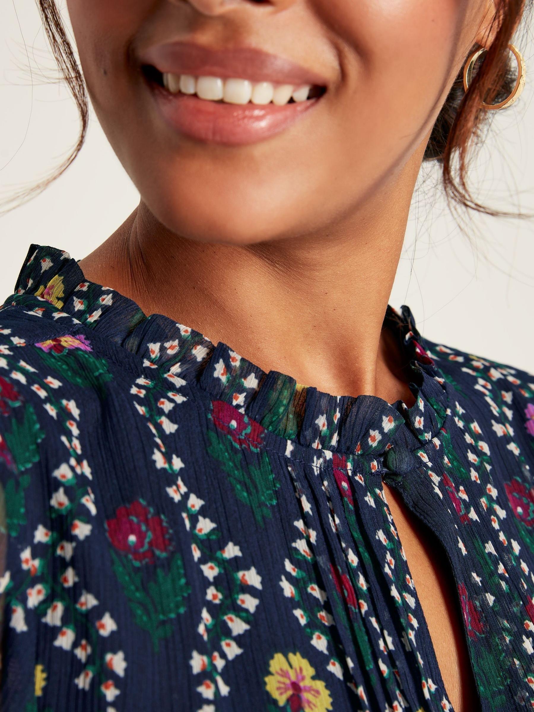Helena Navy Floral Printed Dress - Image 4 of 8