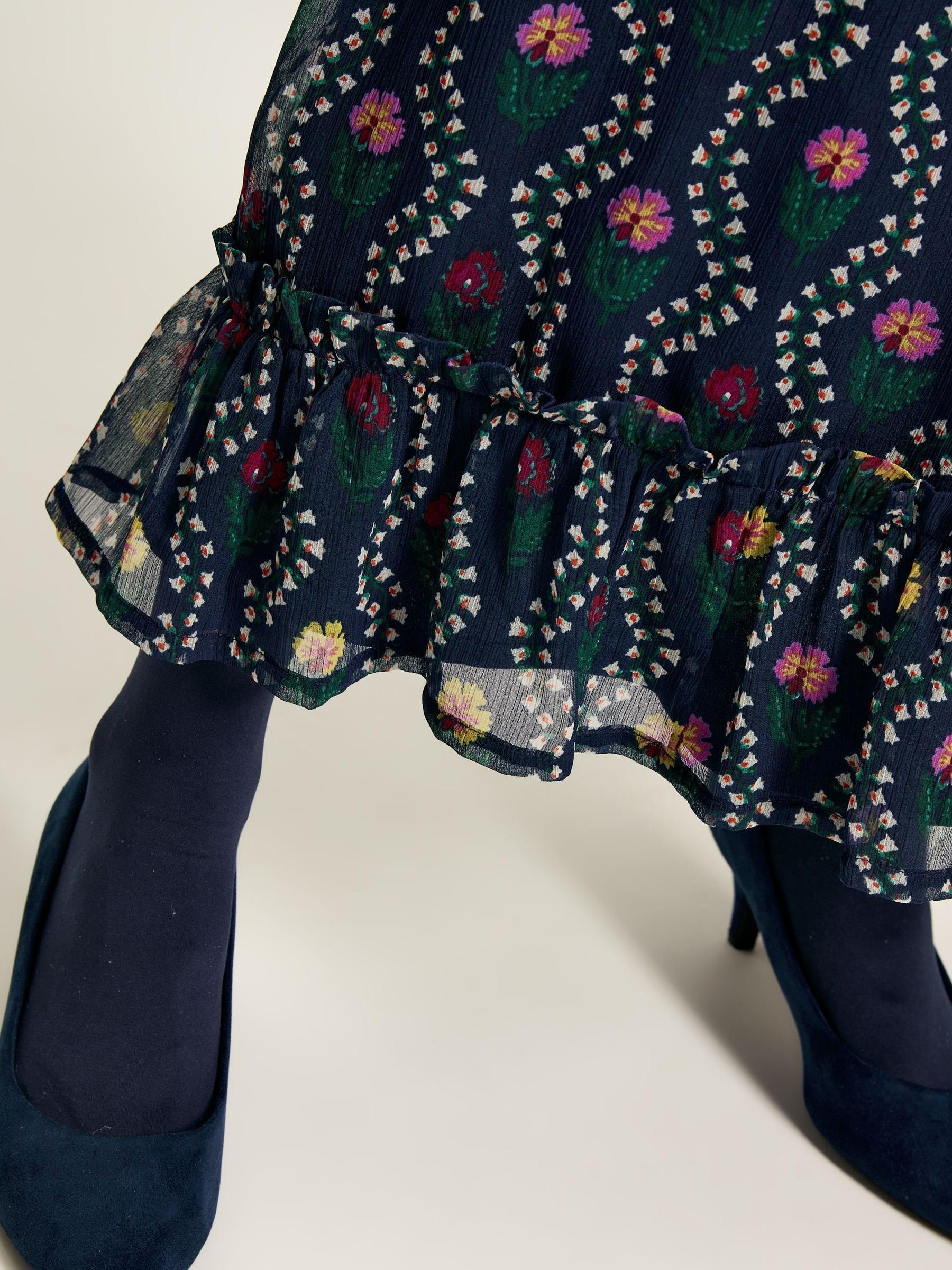 Helena Navy Floral Printed Dress - Image 7 of 8