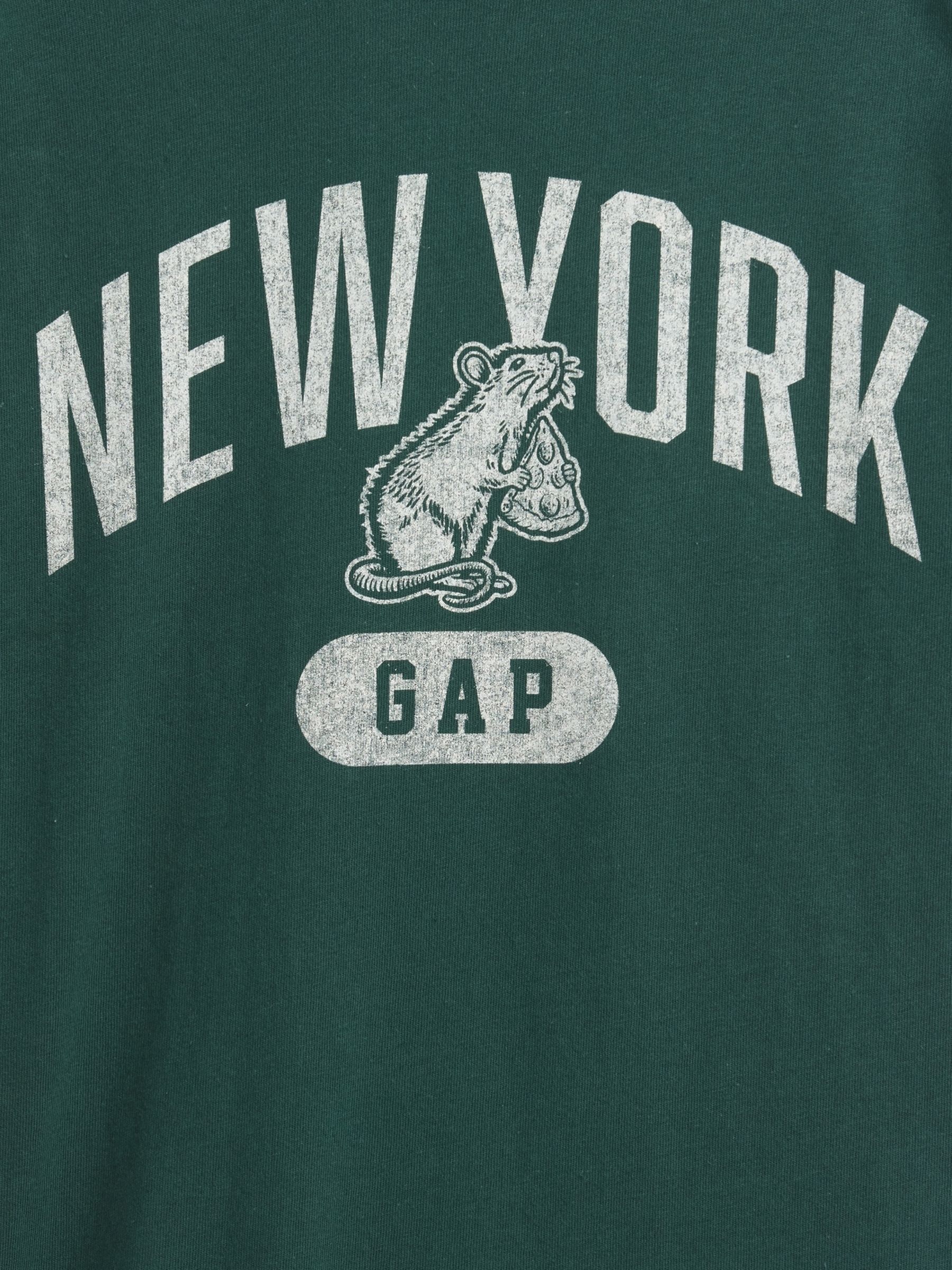 Green Relaxed New York Graphic Ringer T-Shirt - Image 3 of 3