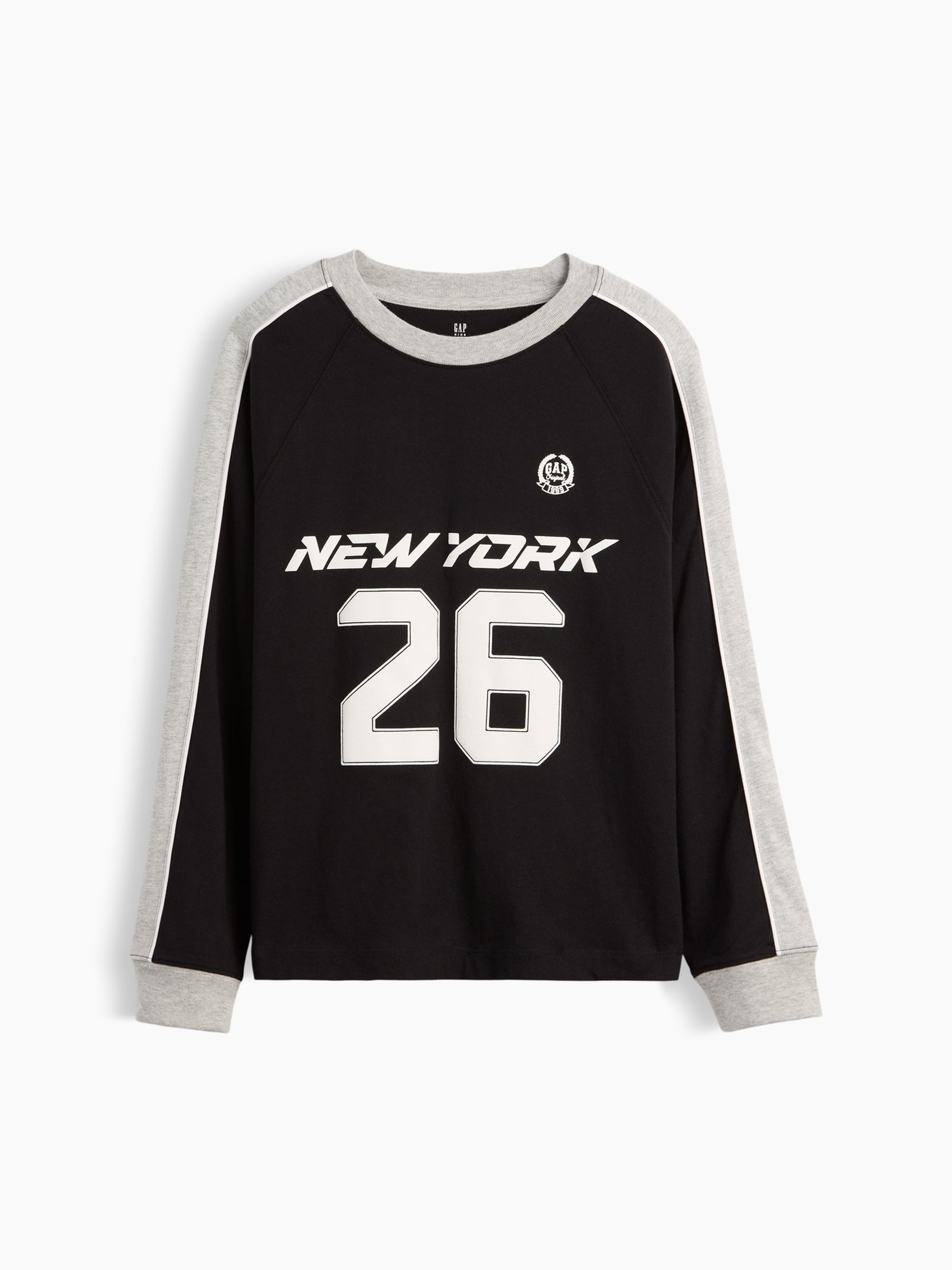 Black/Grey Relaxed Logo Long Sleeve T-Shirt - Image 1 of 3