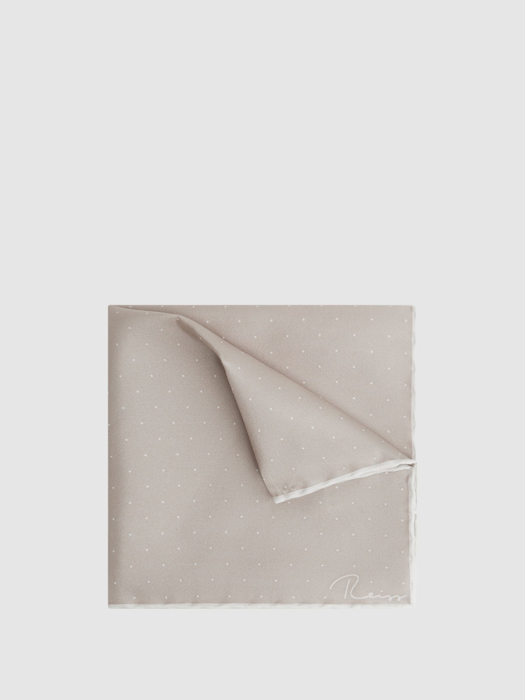 Polka Dot Silk Pocket Square in Champagne - Image 1 of 5