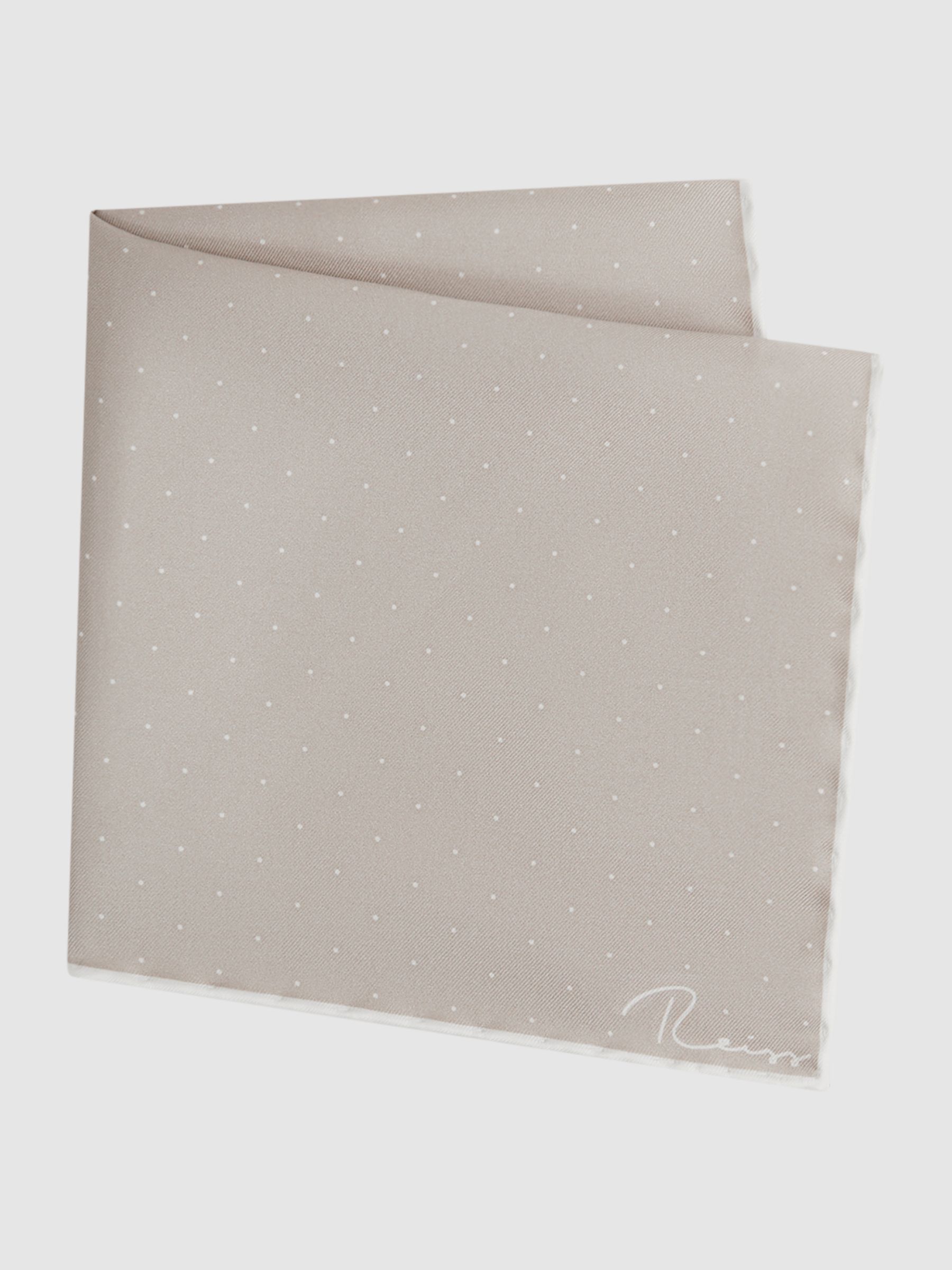Polka Dot Silk Pocket Square in Champagne - Image 3 of 5