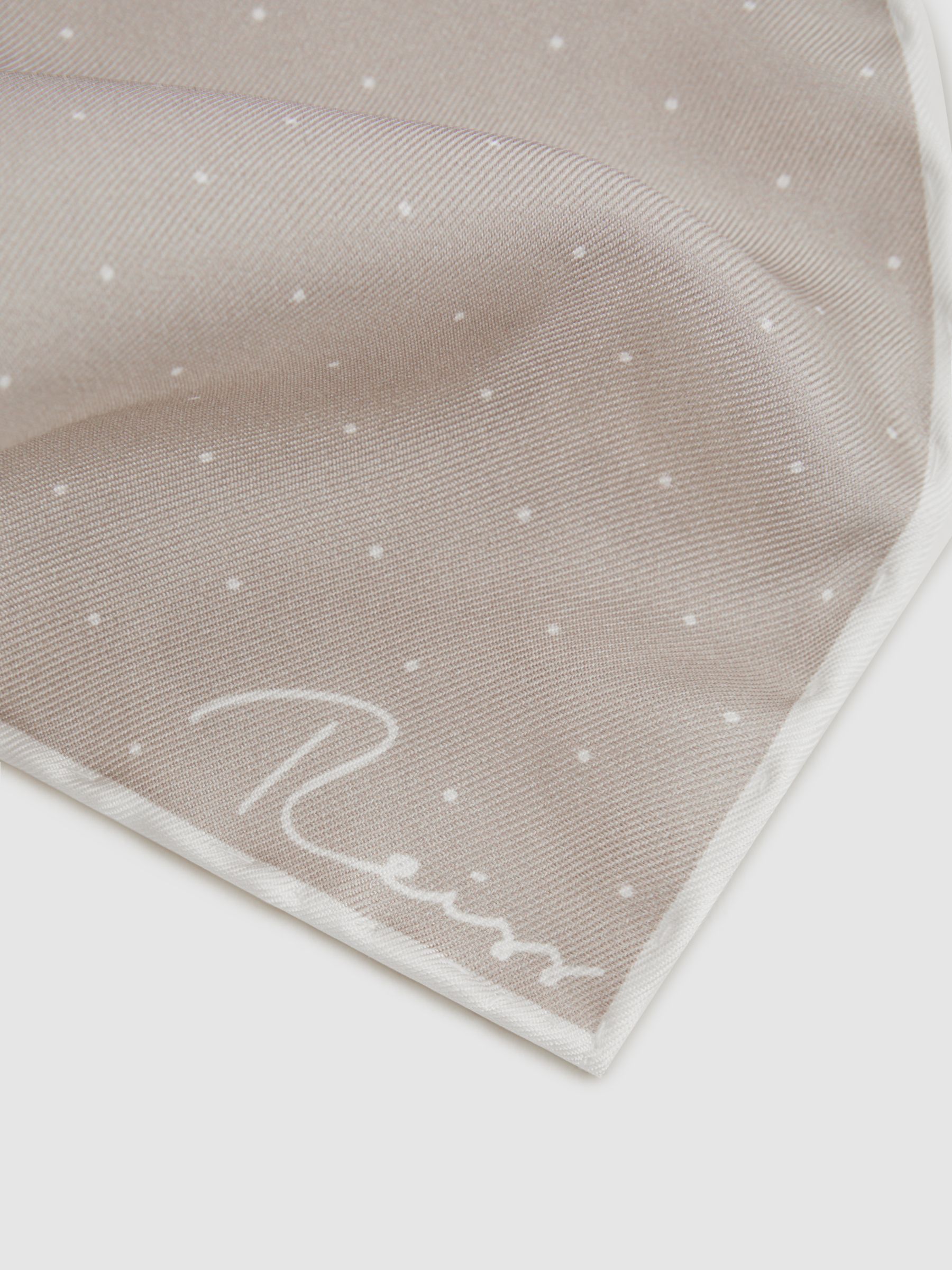 Polka Dot Silk Pocket Square in Champagne - Image 5 of 5