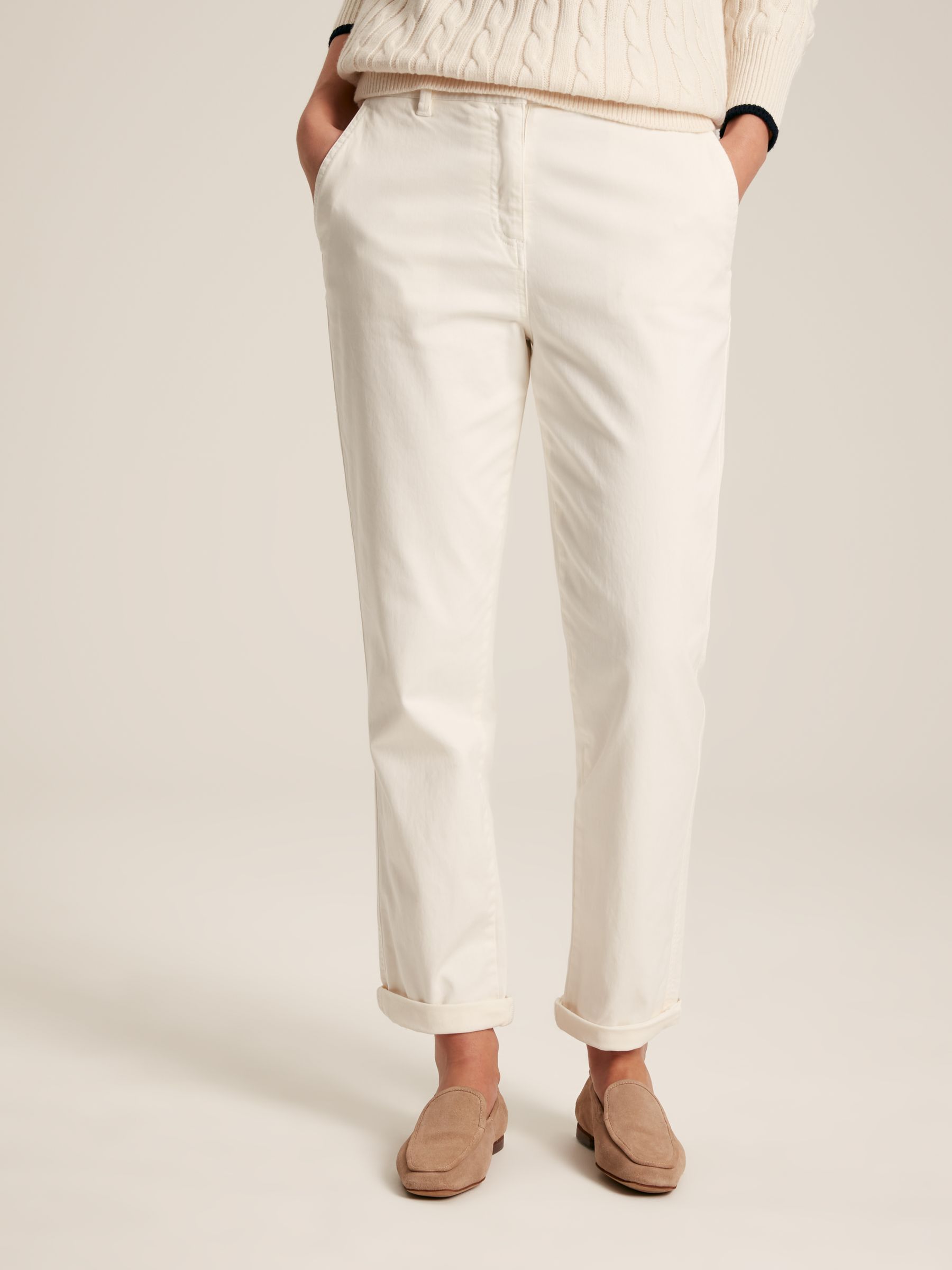 Cream Slim Fit Chino Trousers - Image 1 of 7