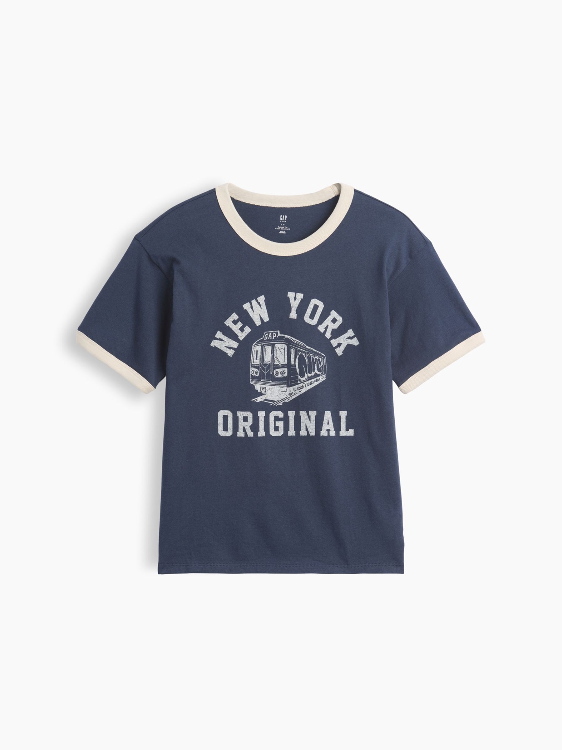 Blue Relaxed New York Graphic Ringer T-Shirt - Image 1 of 3