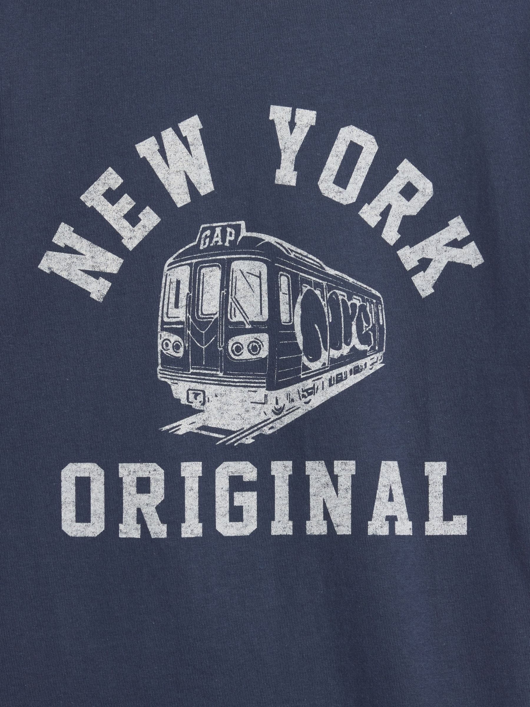 Blue Relaxed New York Graphic Ringer T-Shirt - Image 3 of 3