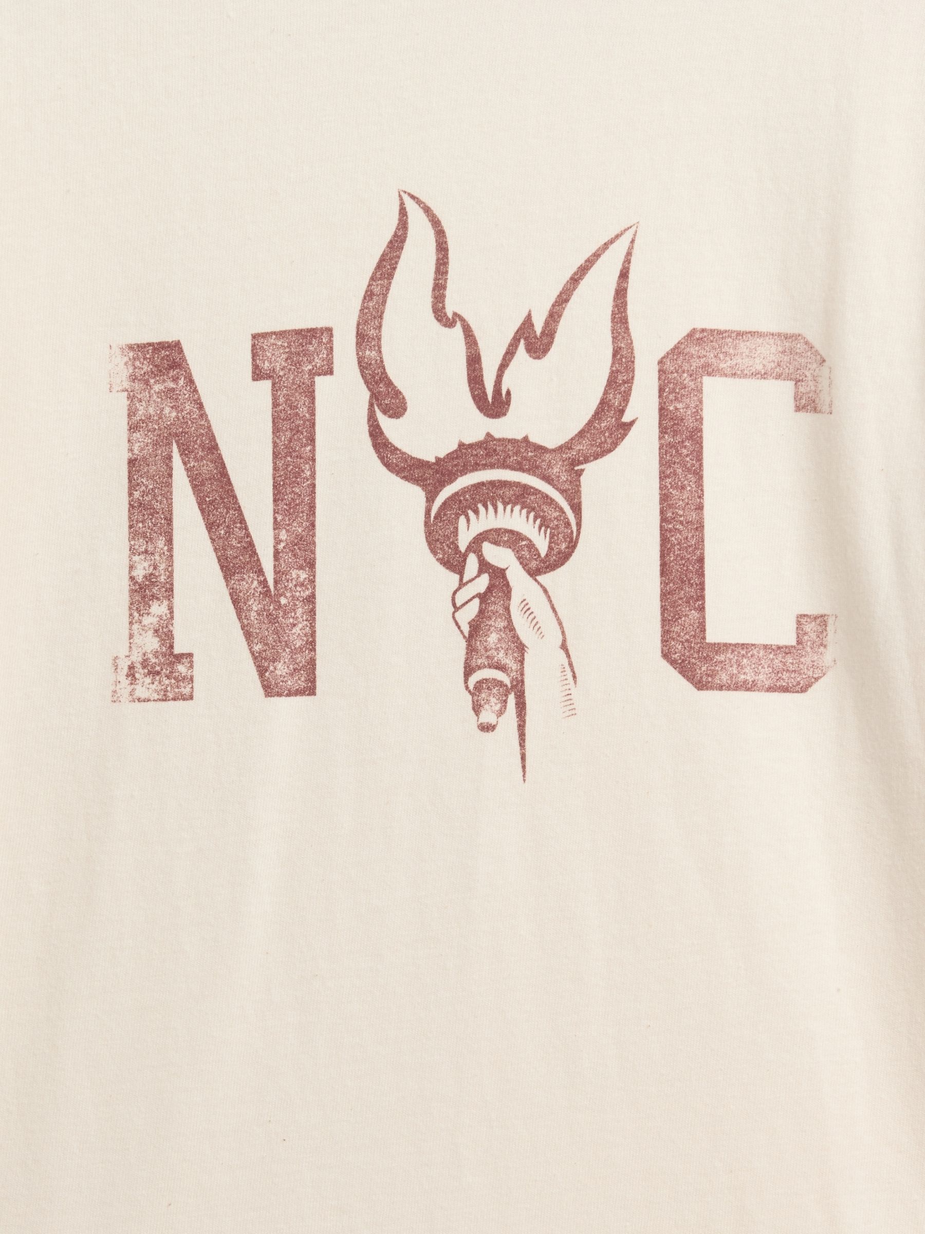Cream Relaxed New York Graphic Ringer T-Shirt - Image 3 of 3 Cream Relaxed New York Graphic Ringer T-Shirt - Image 3 of 3
