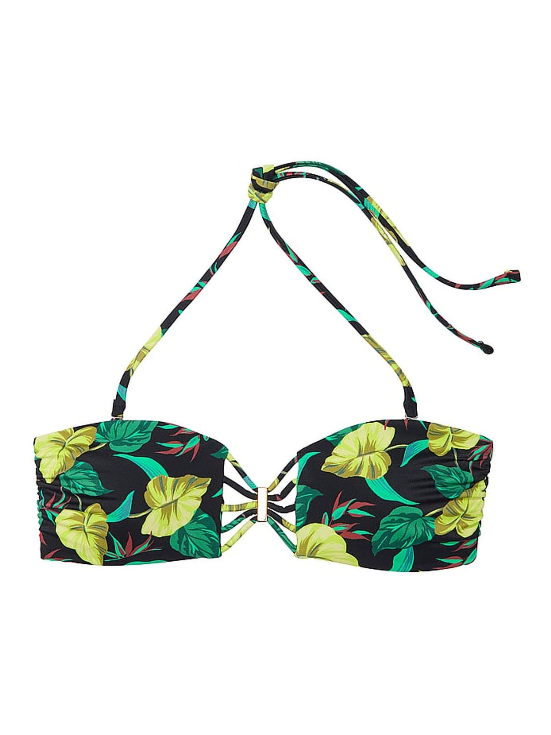 Vintage Leaves Black Strapless Archive Swim Bikini Top - Image 3 of 3