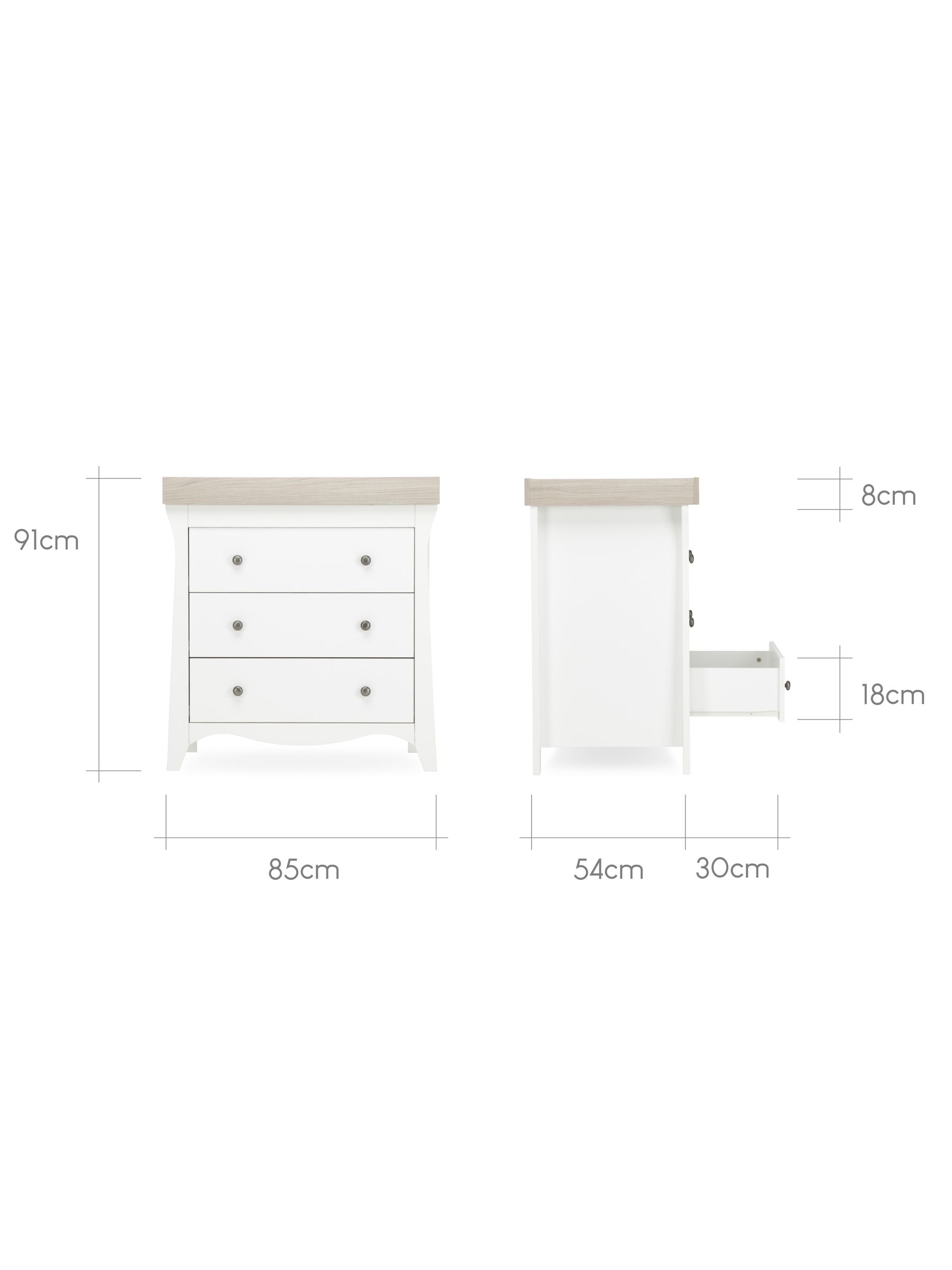 CuddleCo White Ash Cashmere Clara Nursery Furniture Set 2 Piece - Image 7 of 7