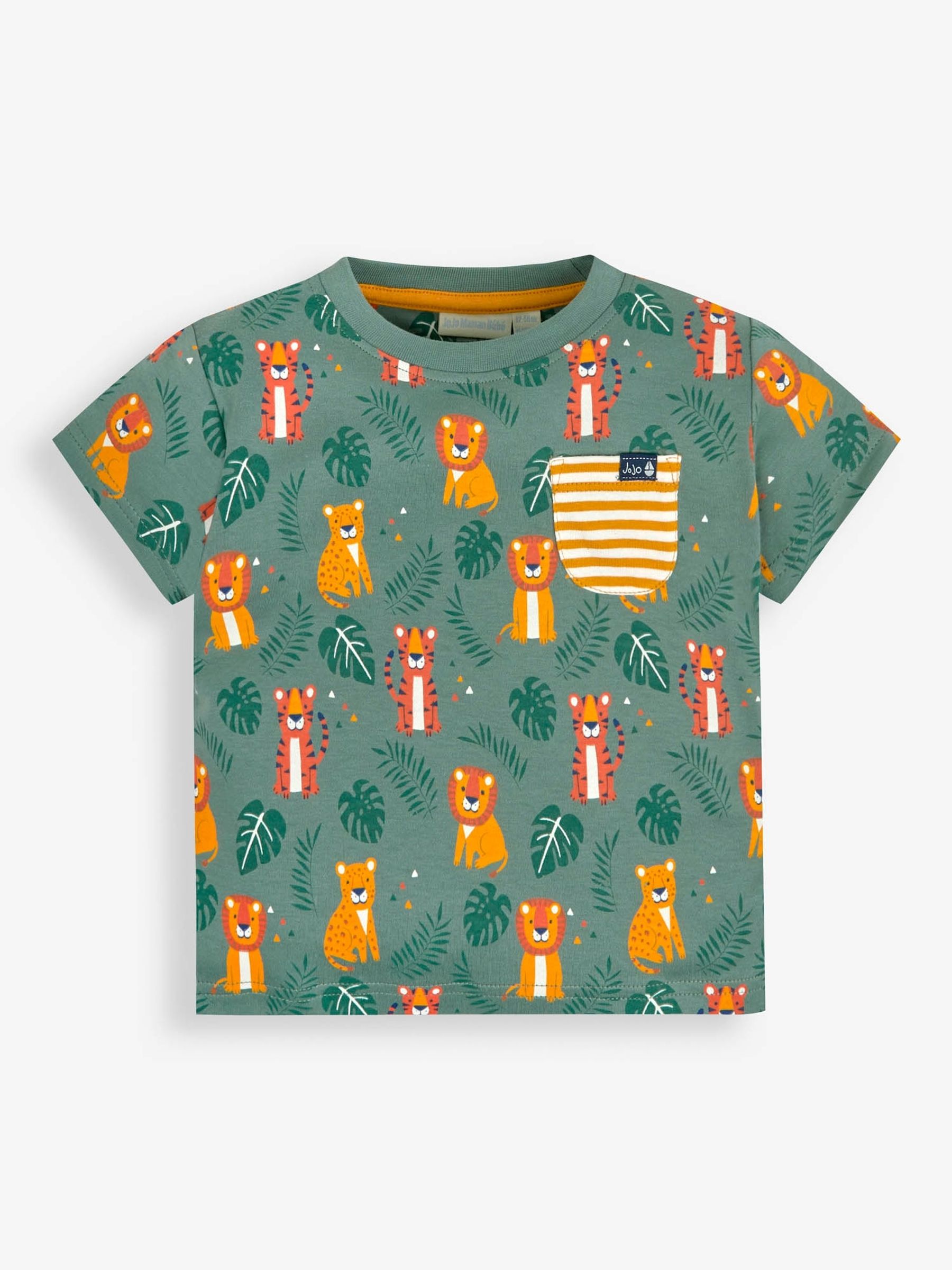 Khaki Big Cats Print Pocket T-Shirt - Image 4 of 5