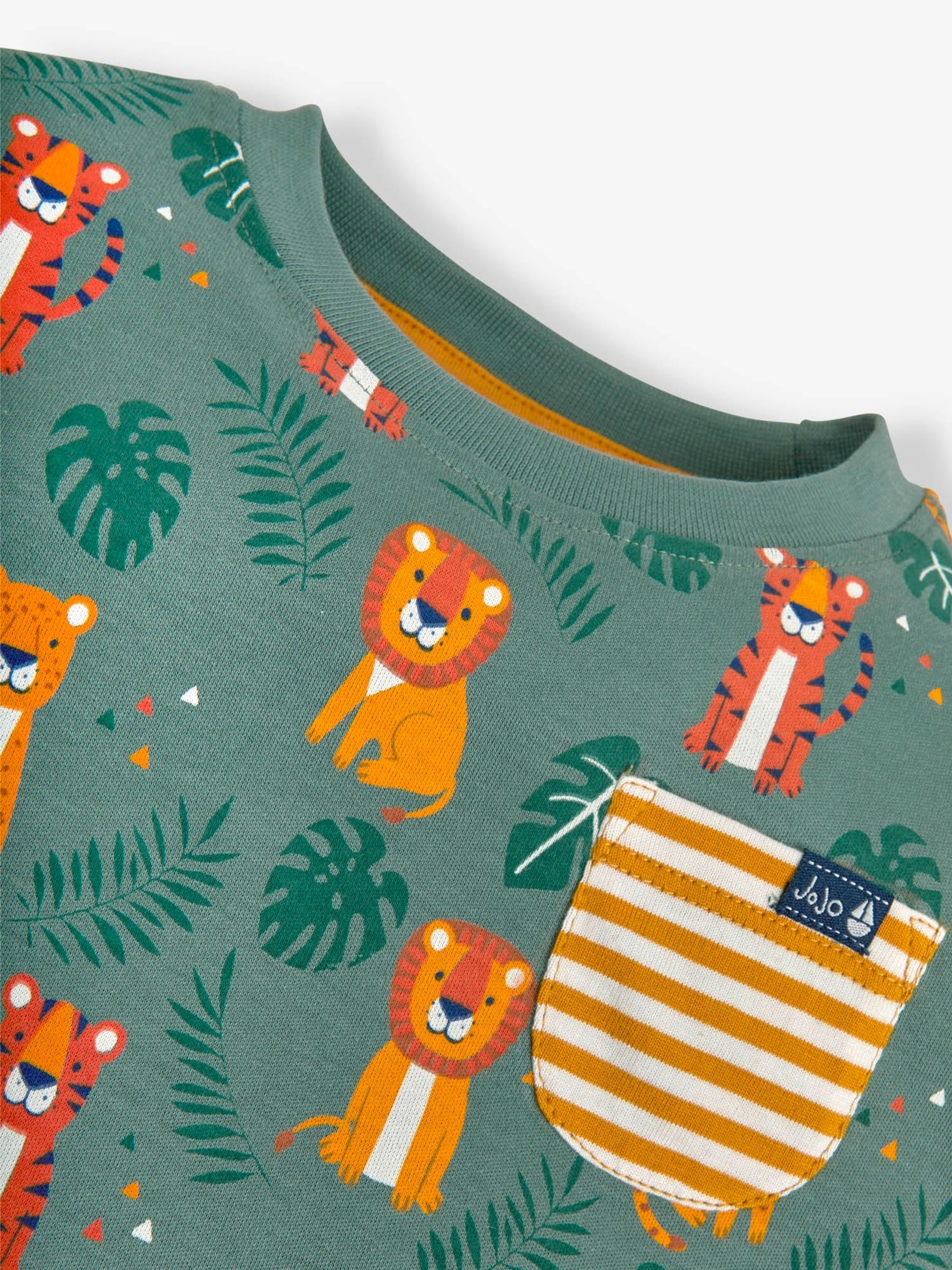 Khaki Big Cats Print Pocket T-Shirt - Image 5 of 5
