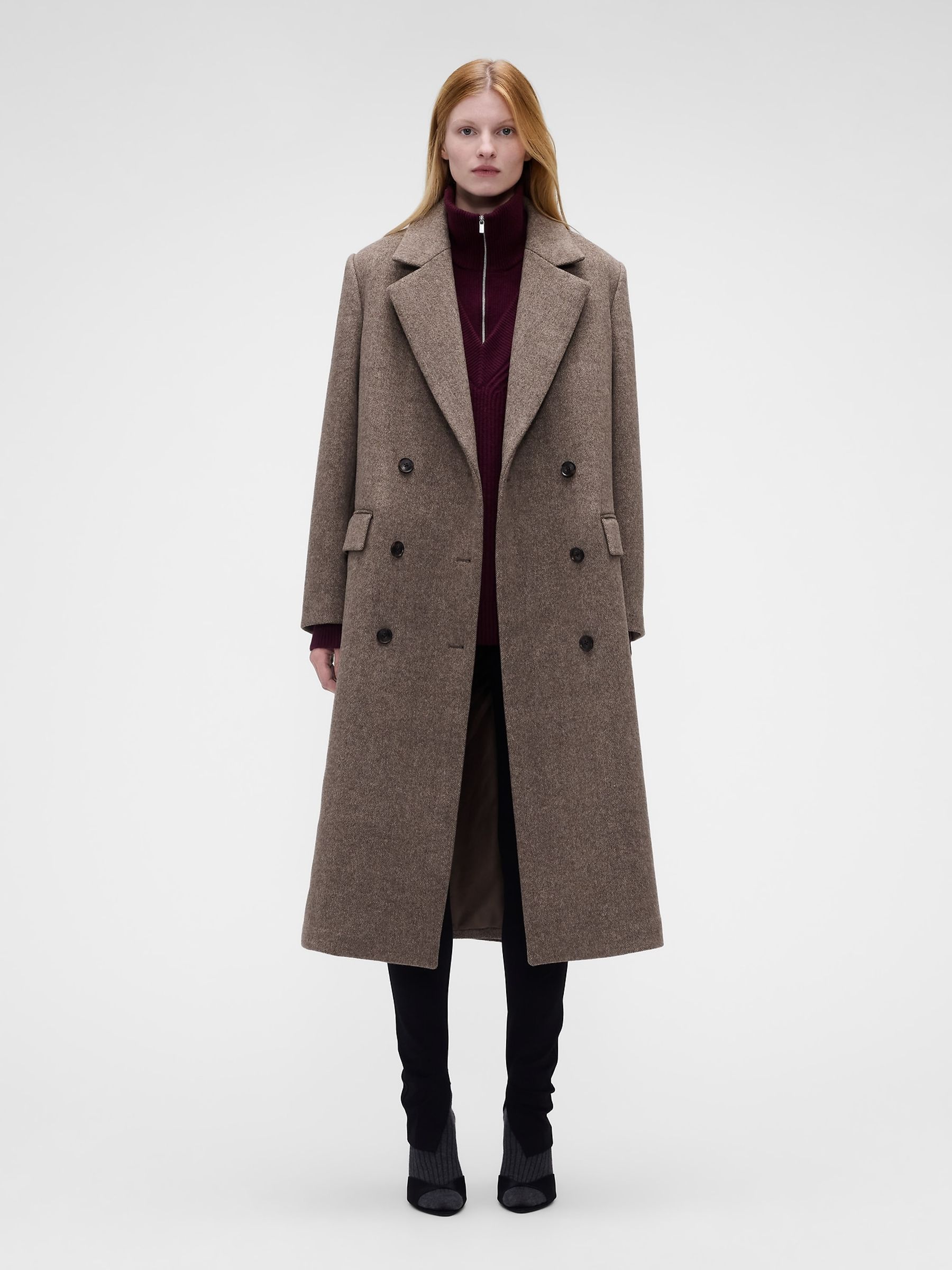 Gap x Victoria Beckham Brown Wool-Blend Chesterfield Coat - Image 1 of 9