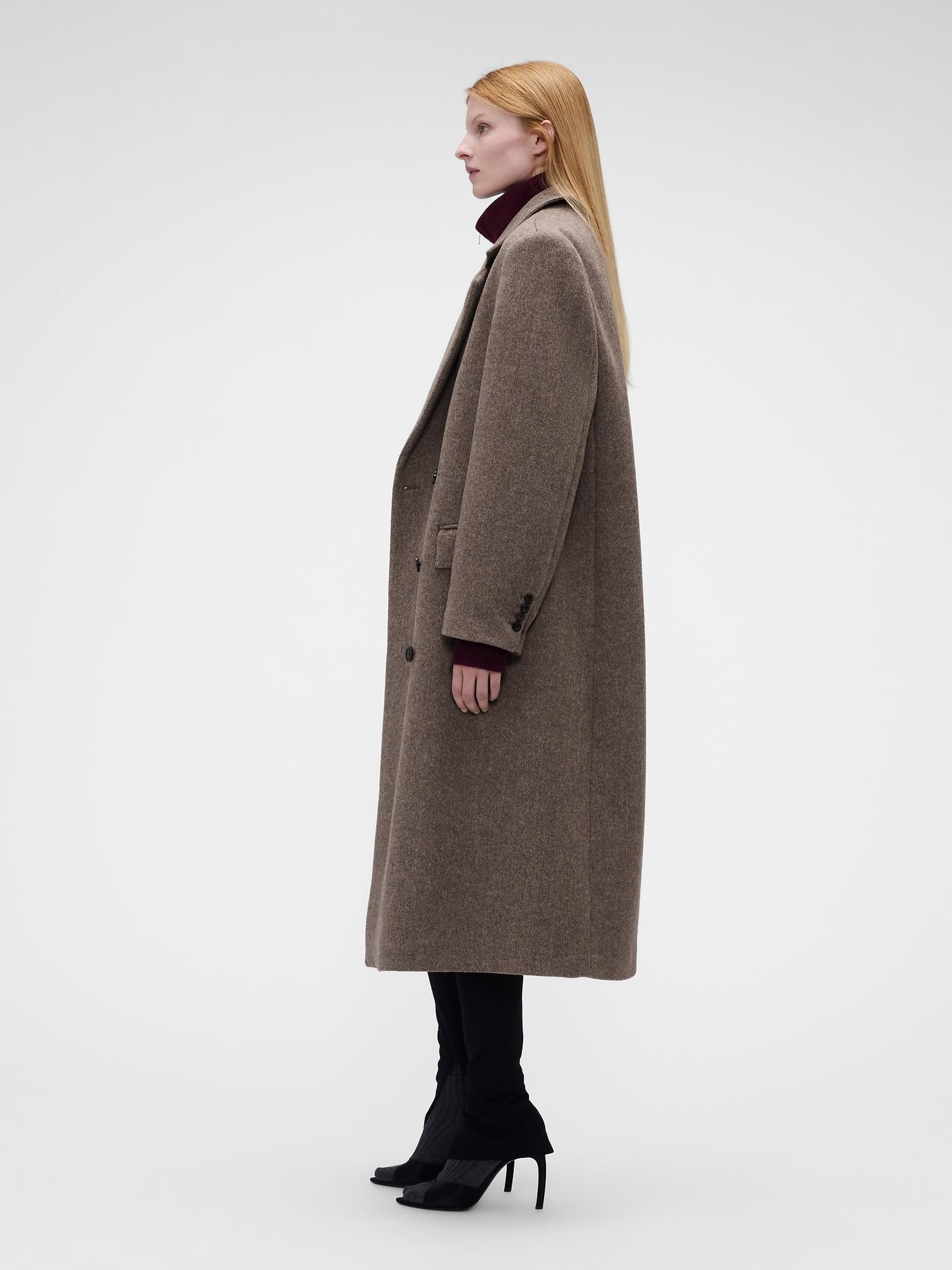 Gap x Victoria Beckham Brown Wool-Blend Chesterfield Coat - Image 3 of 9