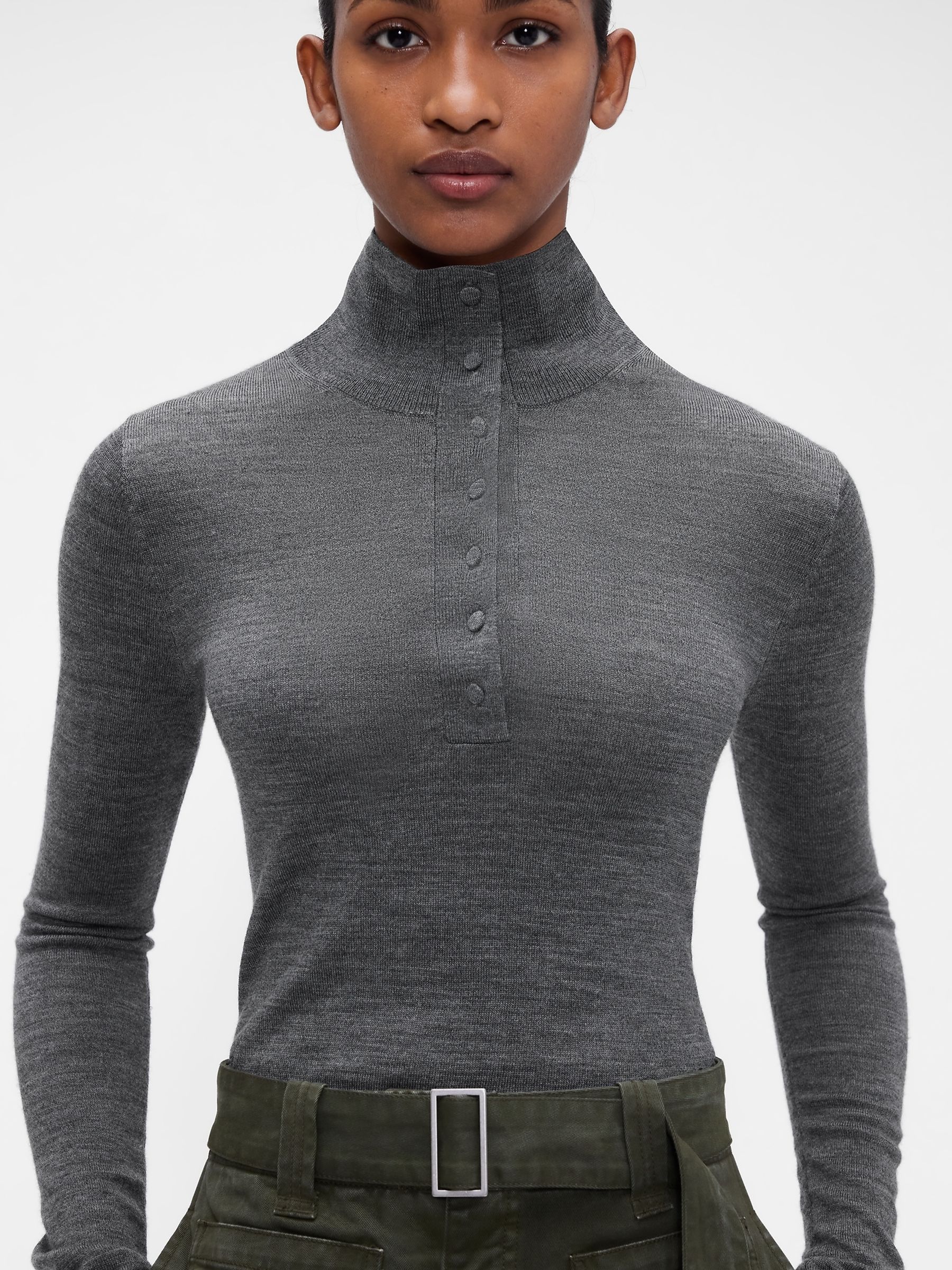 Gap x Victoria Beckham Grey Merino Turtle Neck Jumper - Image 4 of 7