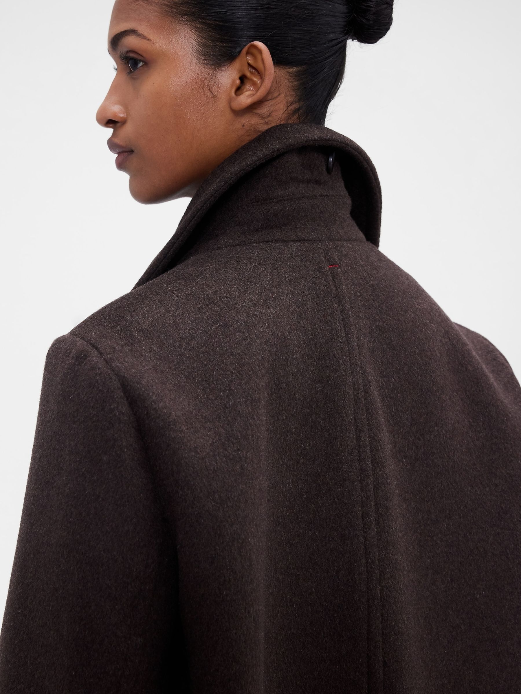 Gap x Victoria Beckham Brown Oversized Wool-Blend Peacoat - Image 4 of 9