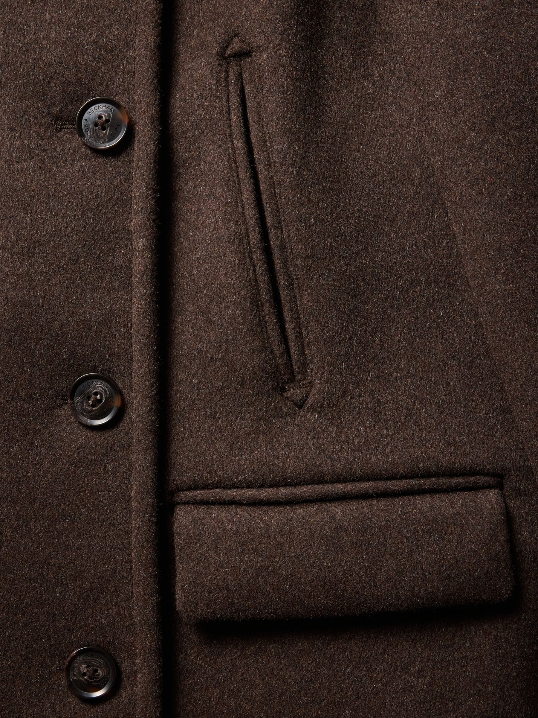 Gap x Victoria Beckham Brown Oversized Wool-Blend Peacoat - Image 6 of 9
