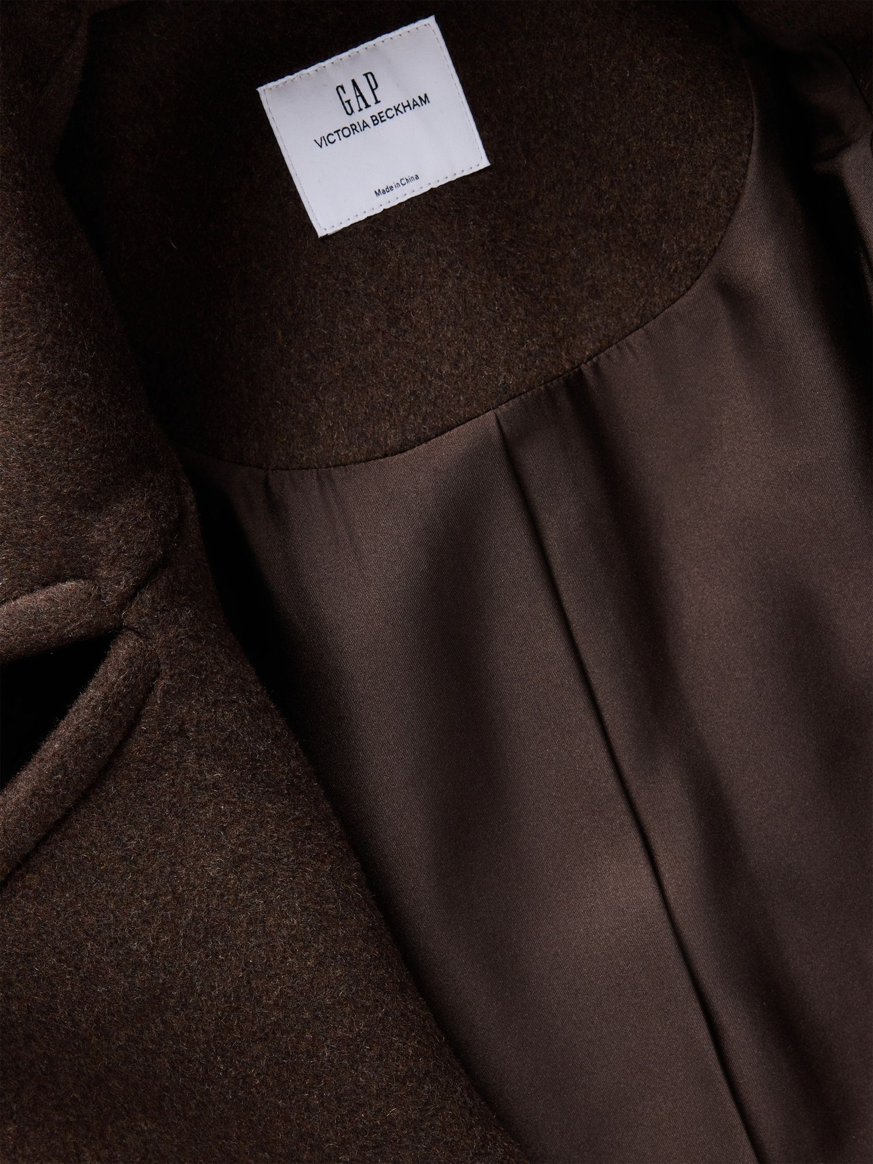 Gap x Victoria Beckham Brown Oversized Wool-Blend Peacoat - Image 8 of 9