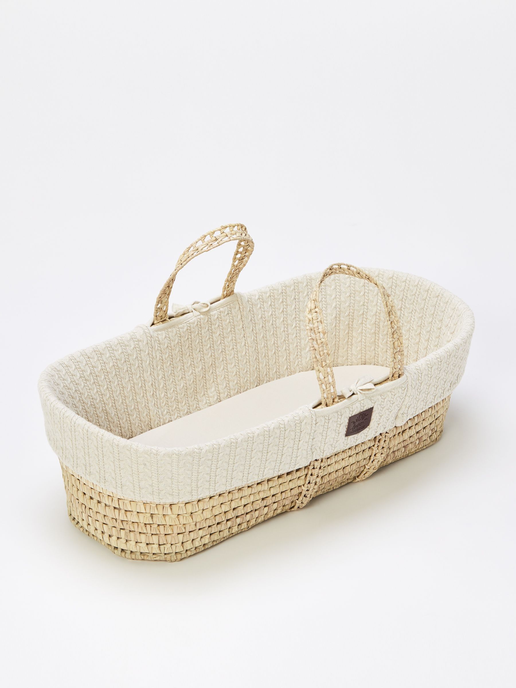 The Little Green Sheep Natural Knitted Moses Basket and Mattress - Image 4 of 5
