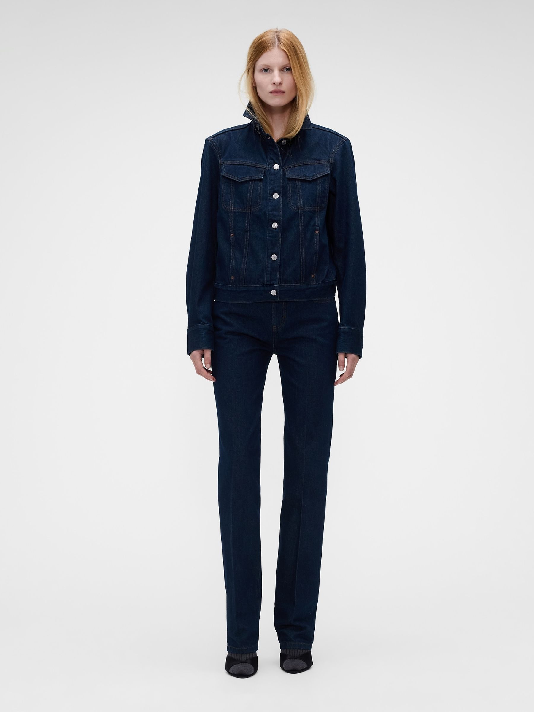 Gap x Victoria Beckham Dark Wash High Waisted Straight Jeans - Image 1 of 8