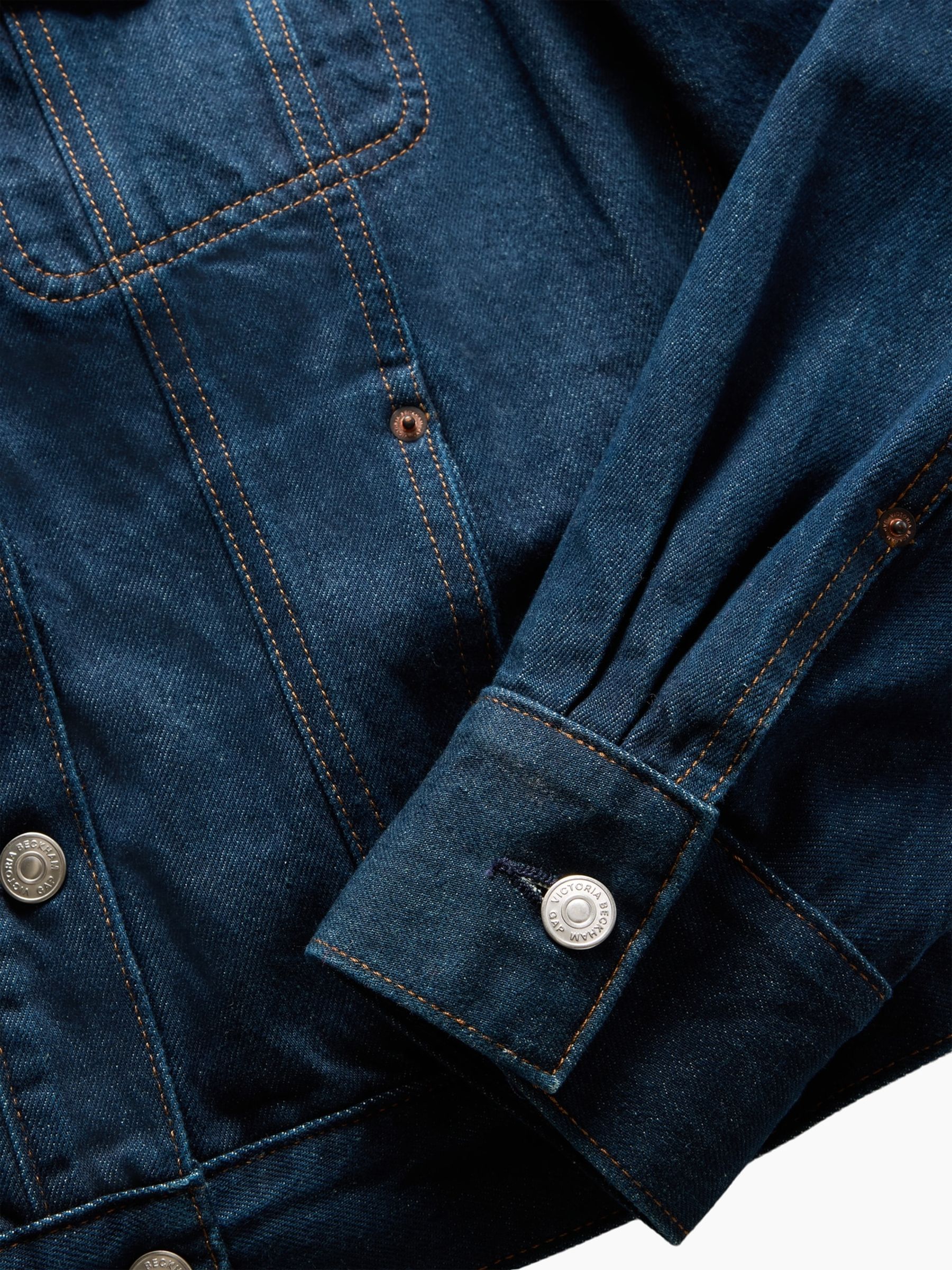 Gap x Victoria Beckham Dark Wash Latch-Collar Denim Jacket - Image 5 of 6