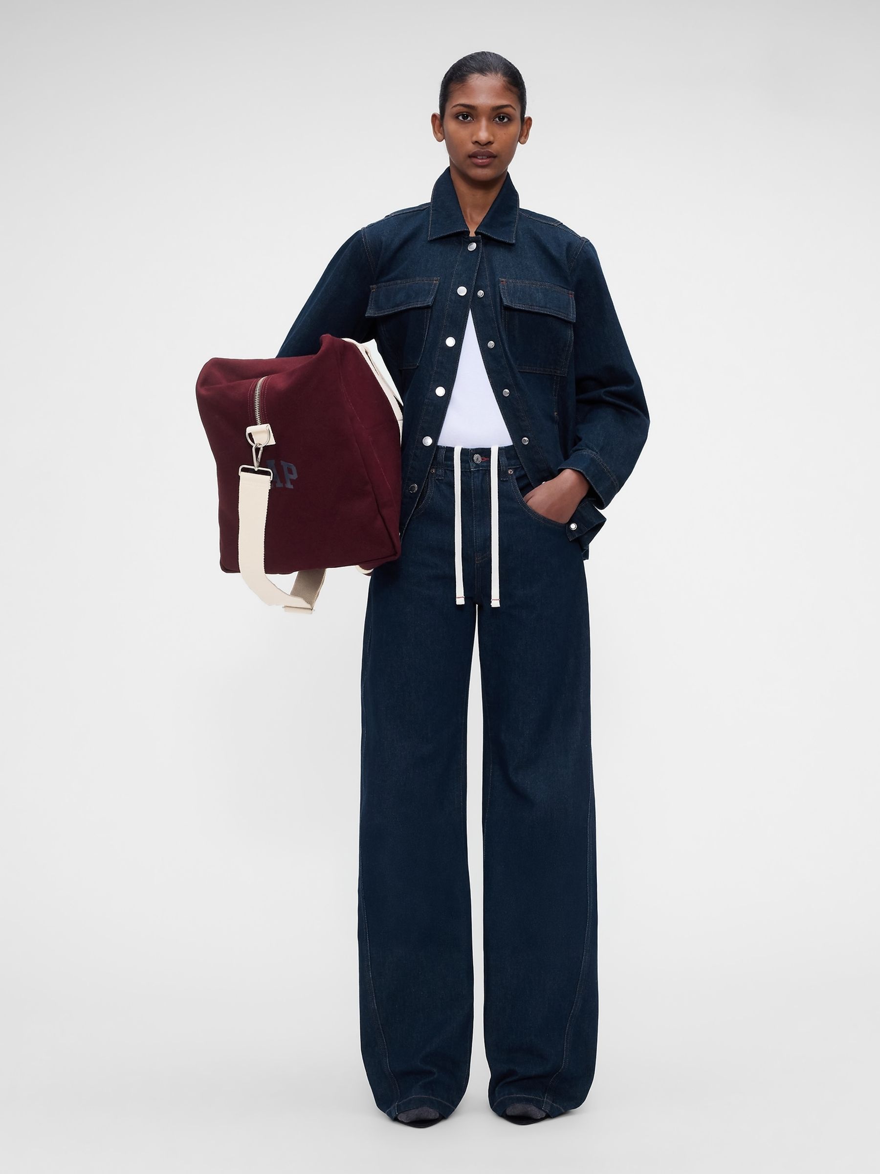 Gap x Victoria Beckham Dark Wash Denim Shirt Jacket - Image 4 of 7