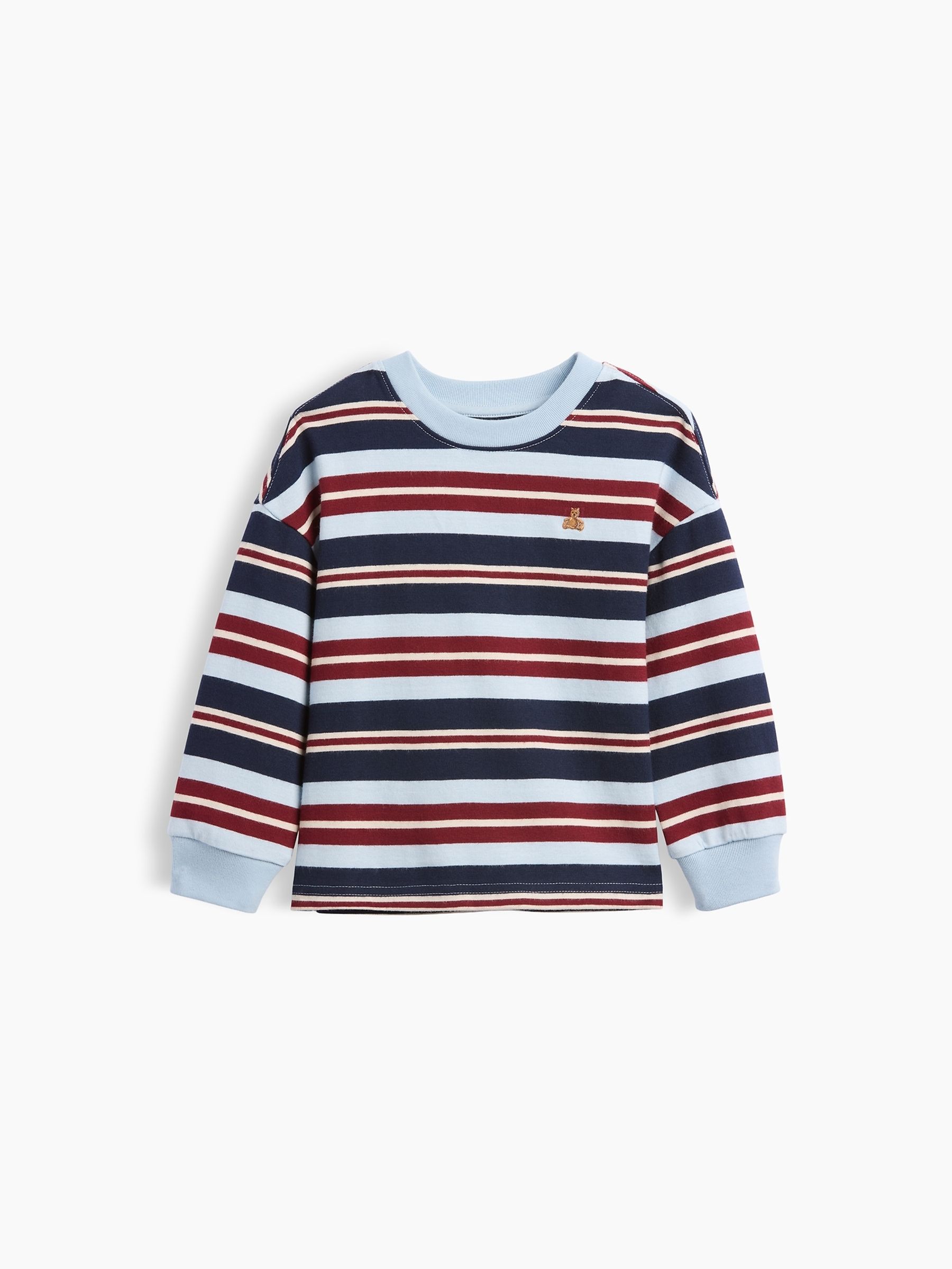Blue & Burgundy Red Stripe Heavyweight Long Sleeve T-Shirt - Image 1 of 2 Blue & Burgundy Red Stripe Heavyweight Long Sleeve T-Shirt - Image 1 of 2