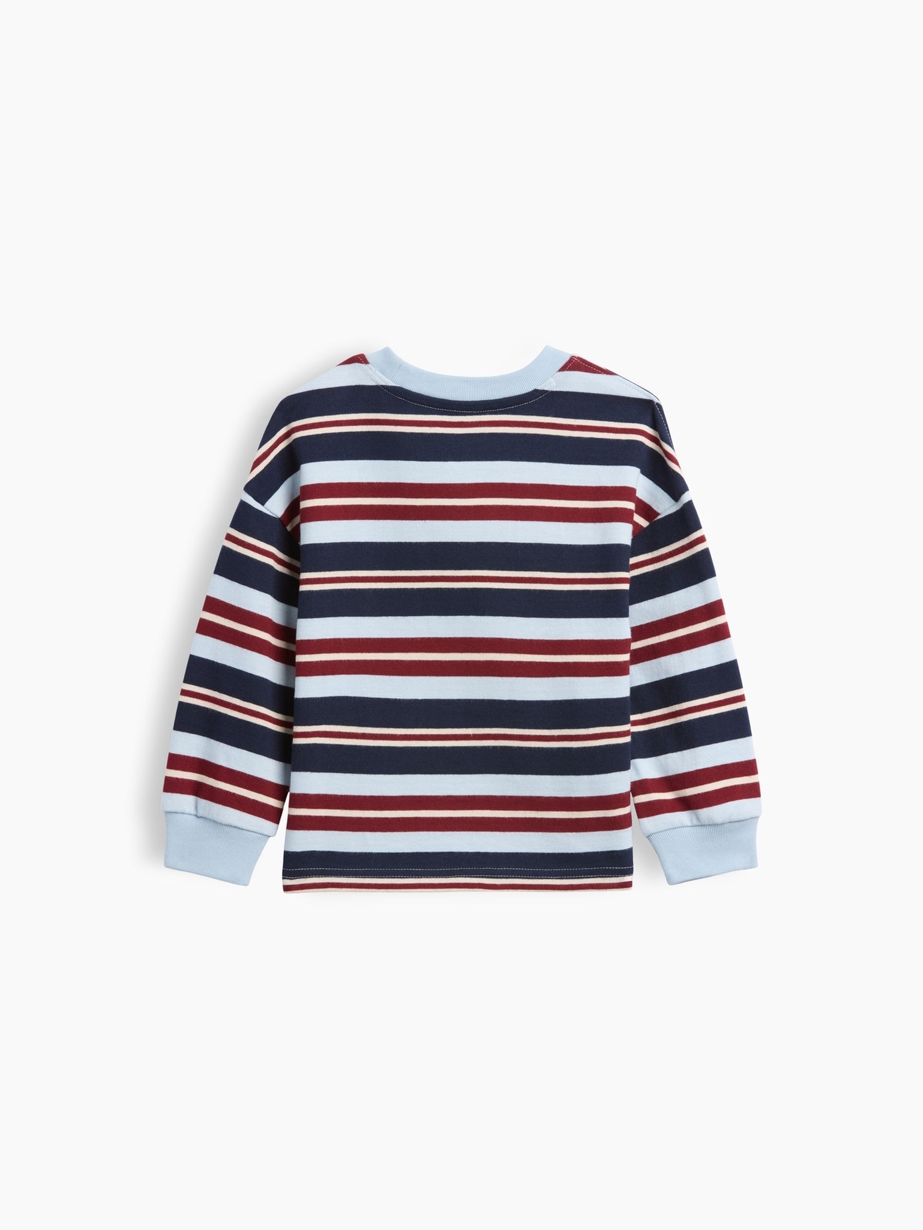 Blue & Burgundy Red Stripe Heavyweight Long Sleeve T-Shirt - Image 2 of 2 Blue & Burgundy Red Stripe Heavyweight Long Sleeve T-Shirt - Image 2 of 2