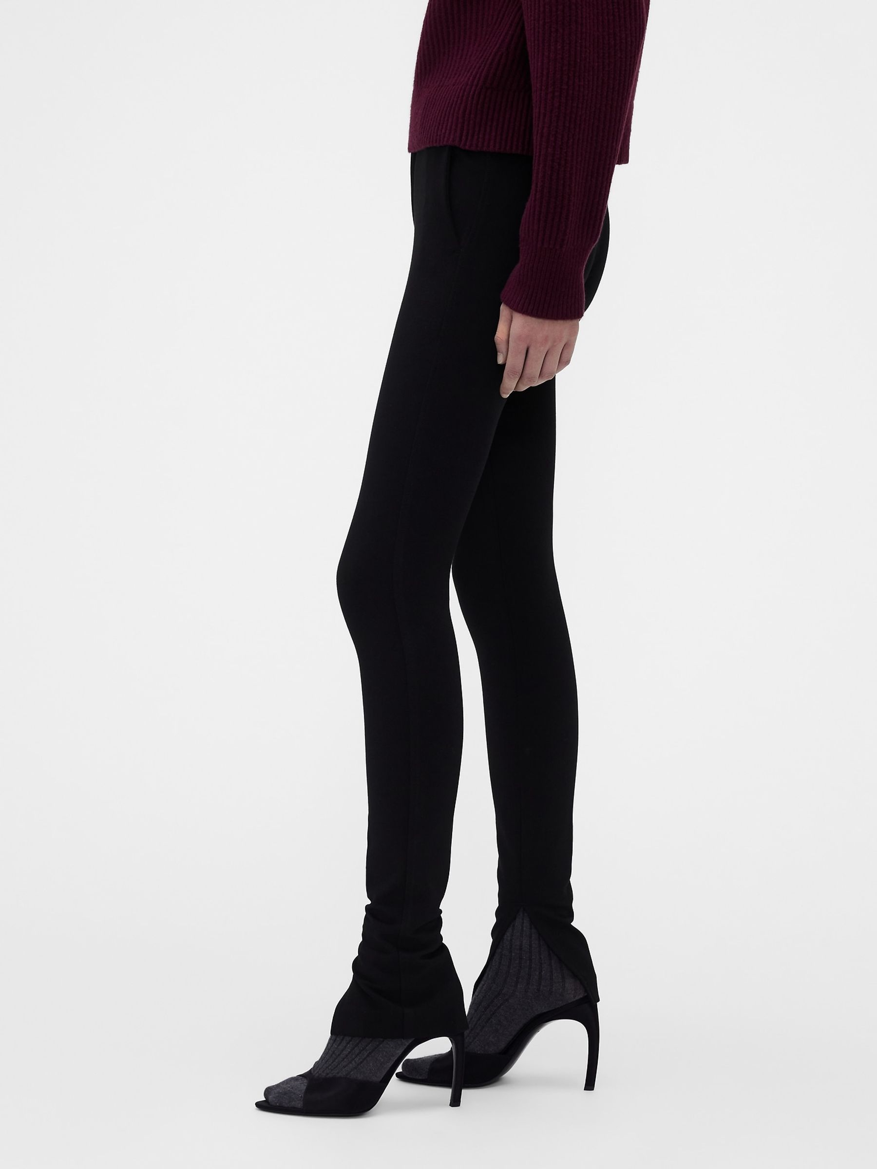 Gap x Victoria Beckham Black Mid Rise Split-Hem Ponte Trousers - Image 4 of 7