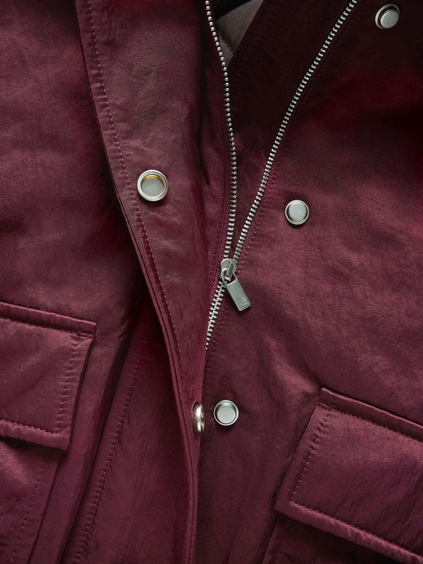 Gap x Victoria Beckham Burgundy Red Oversized Satin Bomber Jacket - Image 6 of 8
