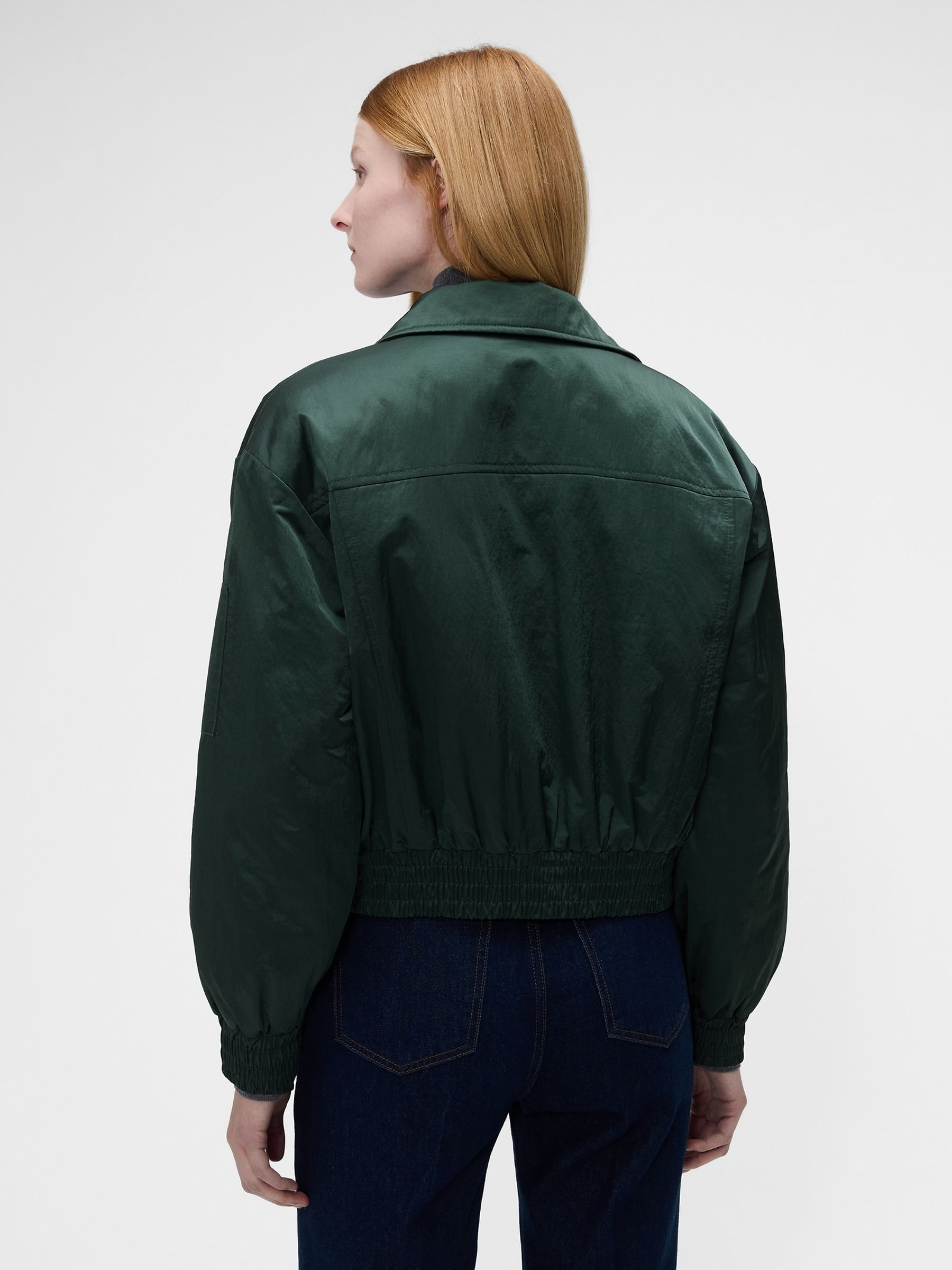 Gap x Victoria Beckham Green Oversized Satin Bomber Jacket - Image 2 of 7