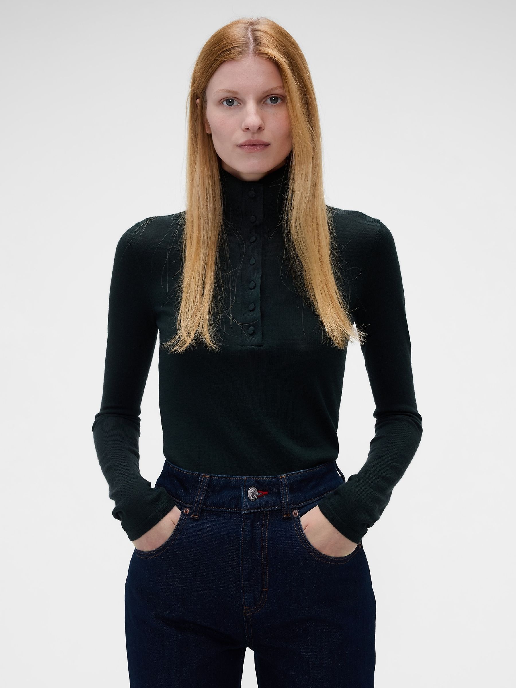 Gap x Victoria Beckham Green Merino Turtle Neck Jumper - Image 1 of 7