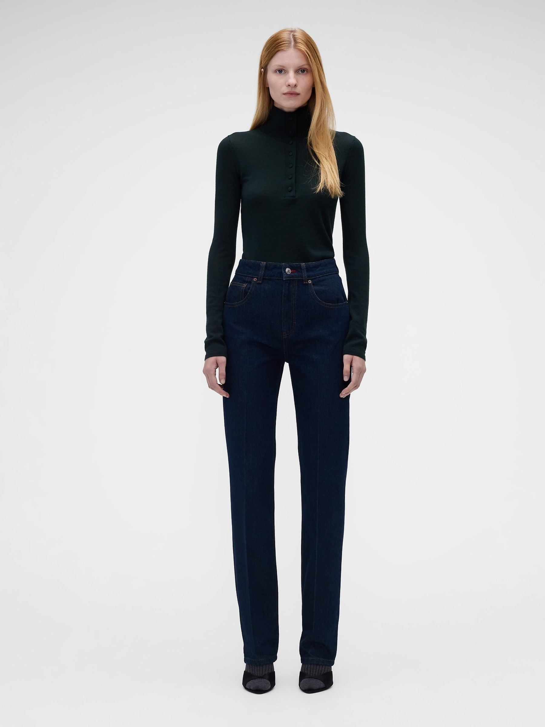 Gap x Victoria Beckham Green Merino Turtle Neck Jumper - Image 3 of 7