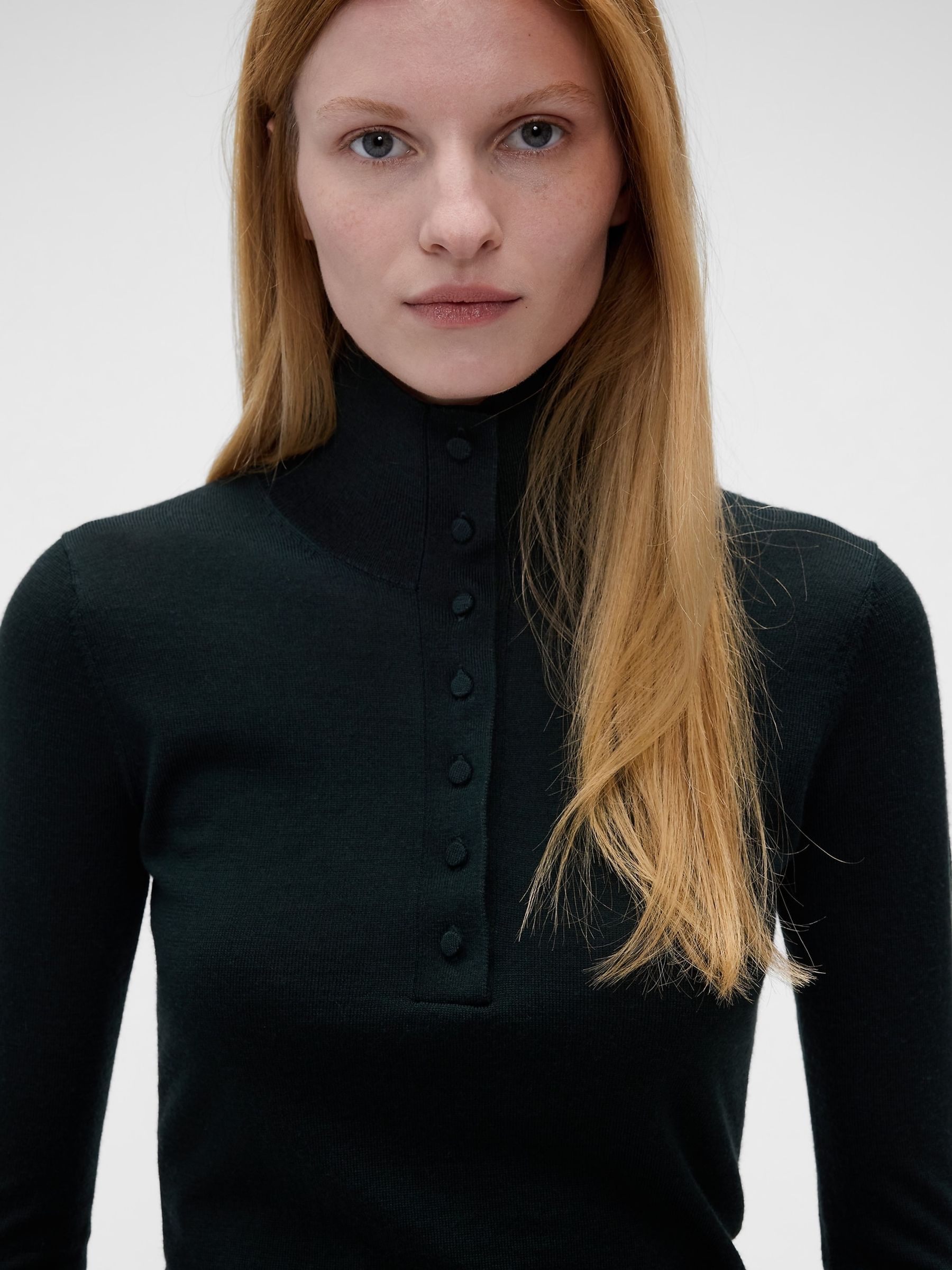 Gap x Victoria Beckham Green Merino Turtle Neck Jumper - Image 4 of 7