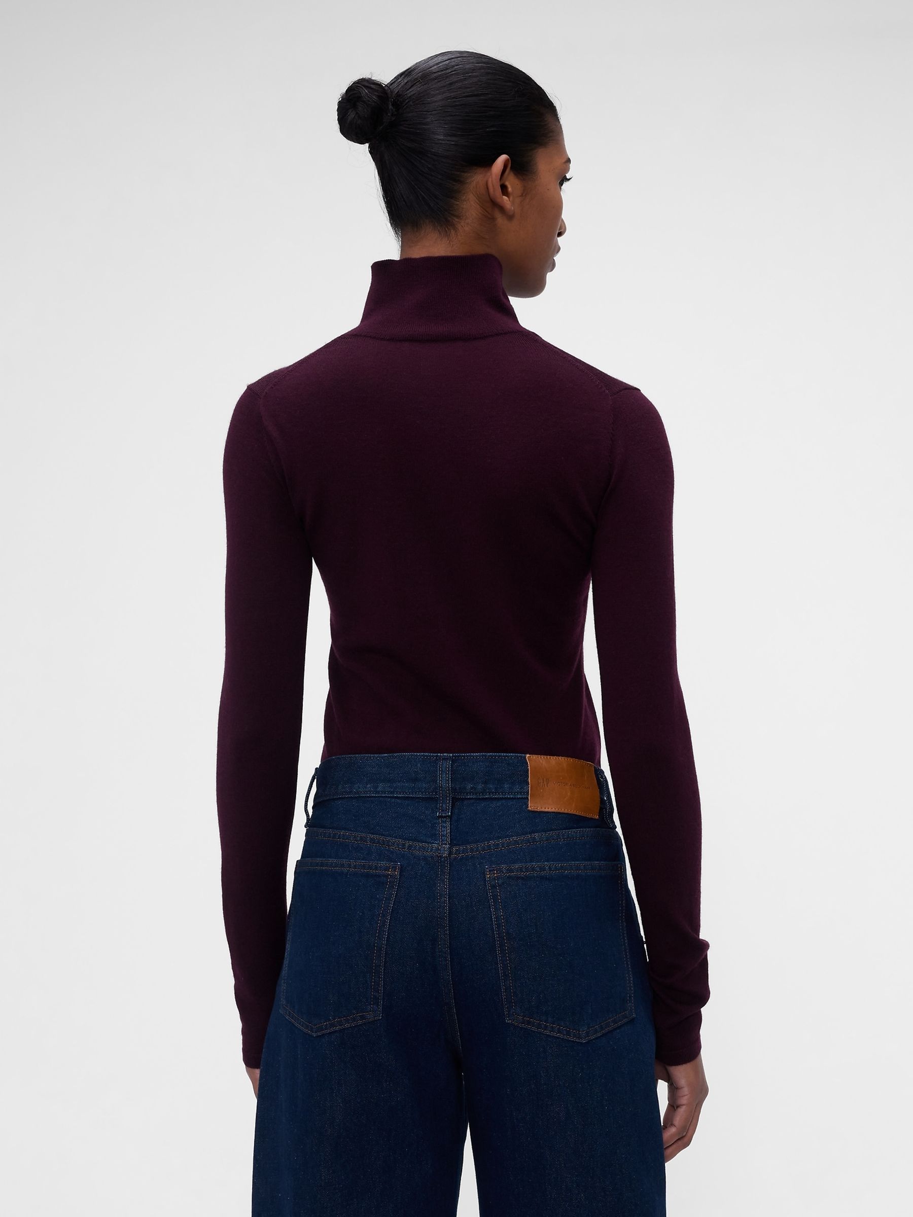 Gap x Victoria Beckham Burgundy Red Merino Turtle Neck Jumper - Image 2 of 6