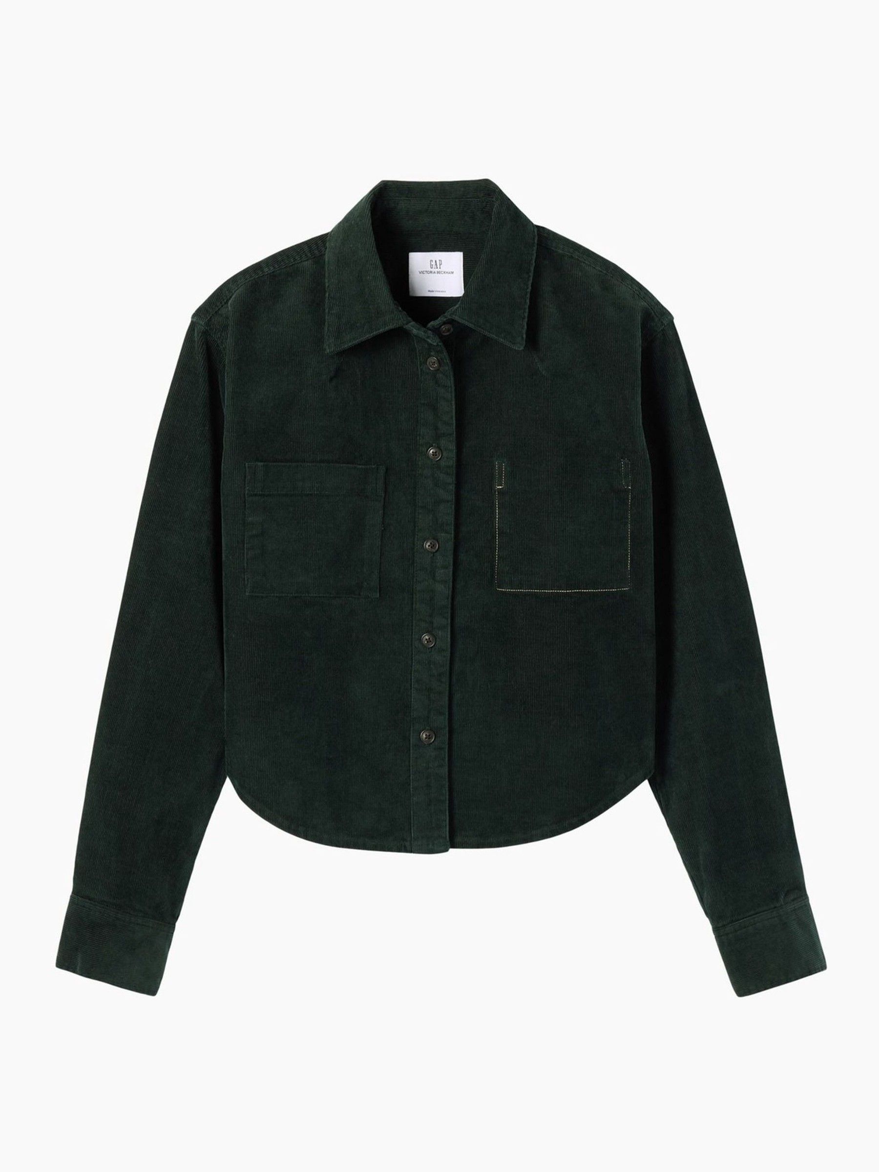 Gap x Victoria Beckham Green Corduroy Crop Shirt - Image 5 of 7