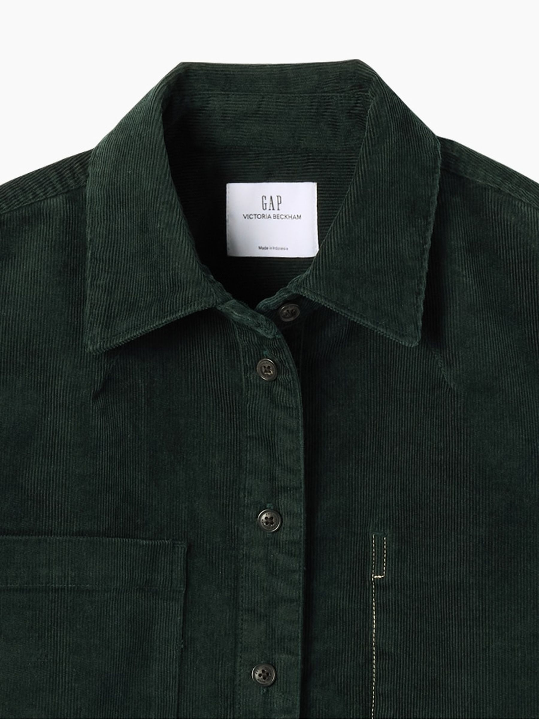Gap x Victoria Beckham Green Corduroy Crop Shirt - Image 6 of 7