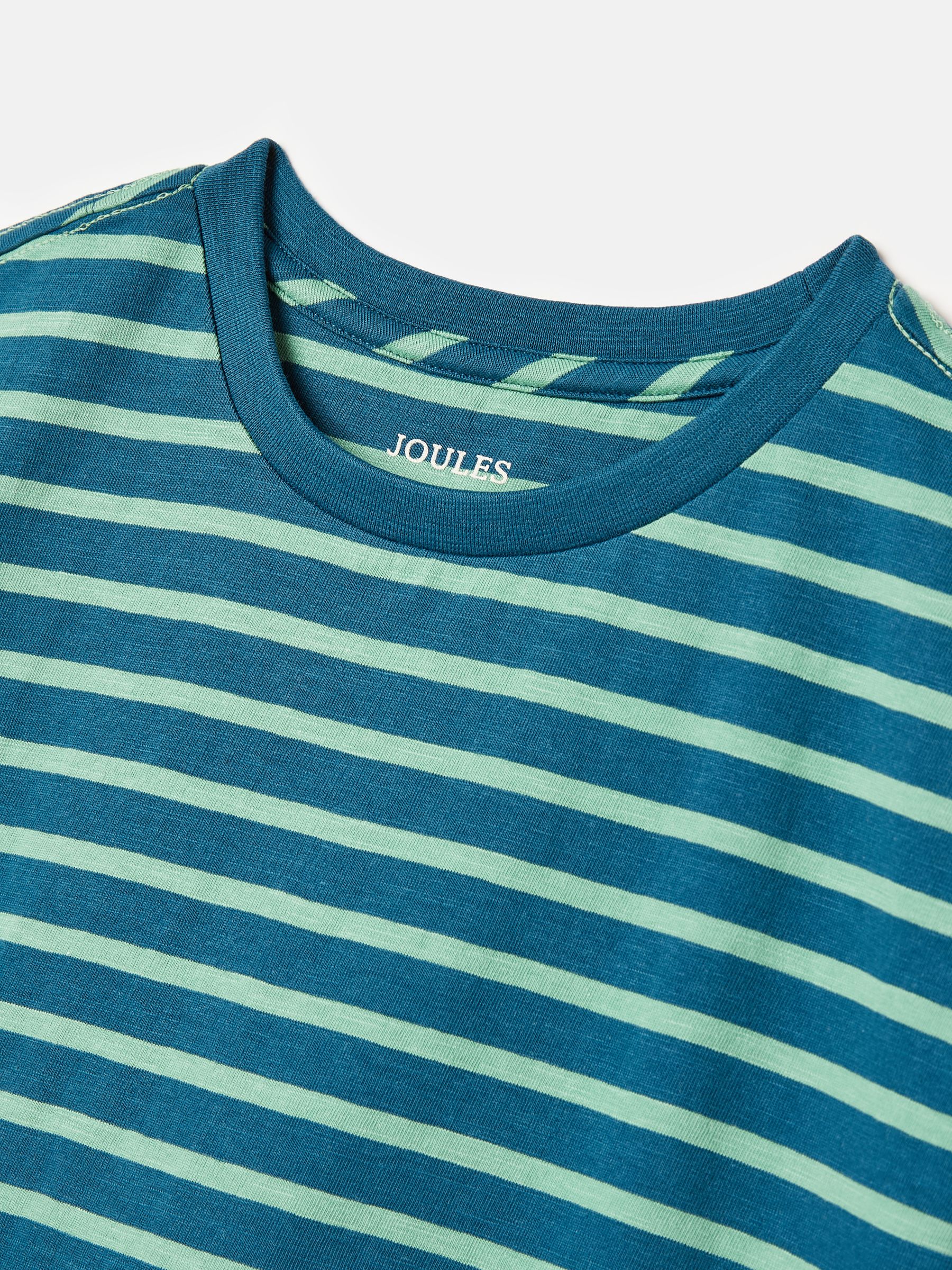 Boys' Laundered Green & Blue Short Sleeve Crew Neck Striped T-Shirt - Image 3 of 5