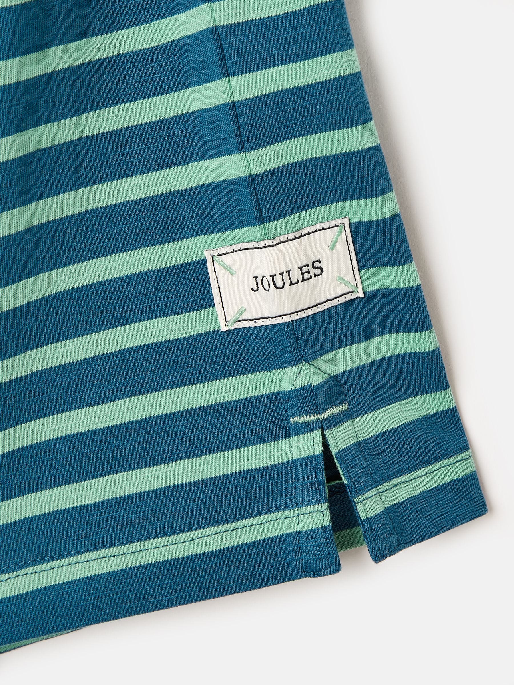 Boys' Laundered Green & Blue Short Sleeve Crew Neck Striped T-Shirt - Image 4 of 5