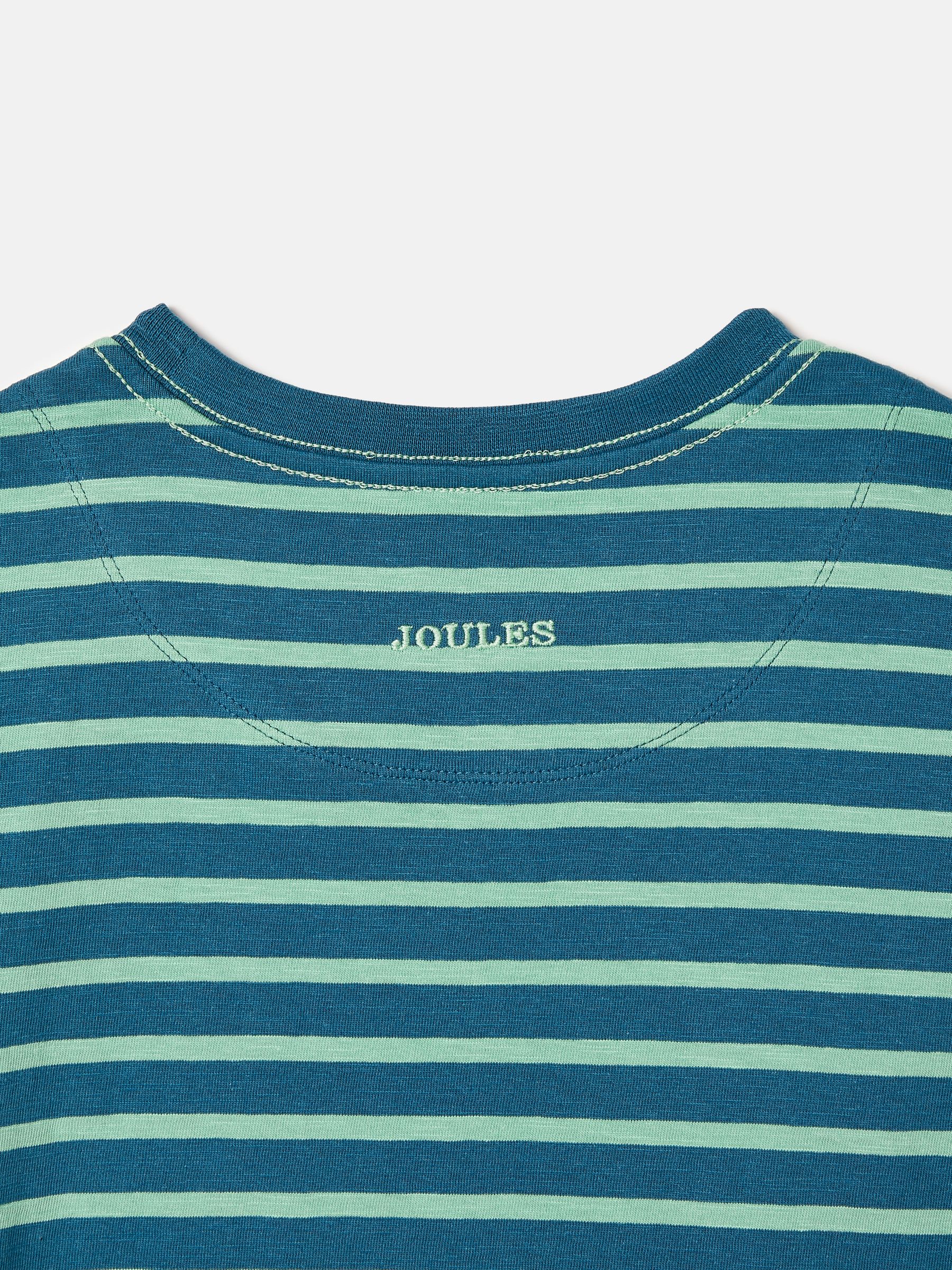 Boys' Laundered Green & Blue Short Sleeve Crew Neck Striped T-Shirt - Image 5 of 5