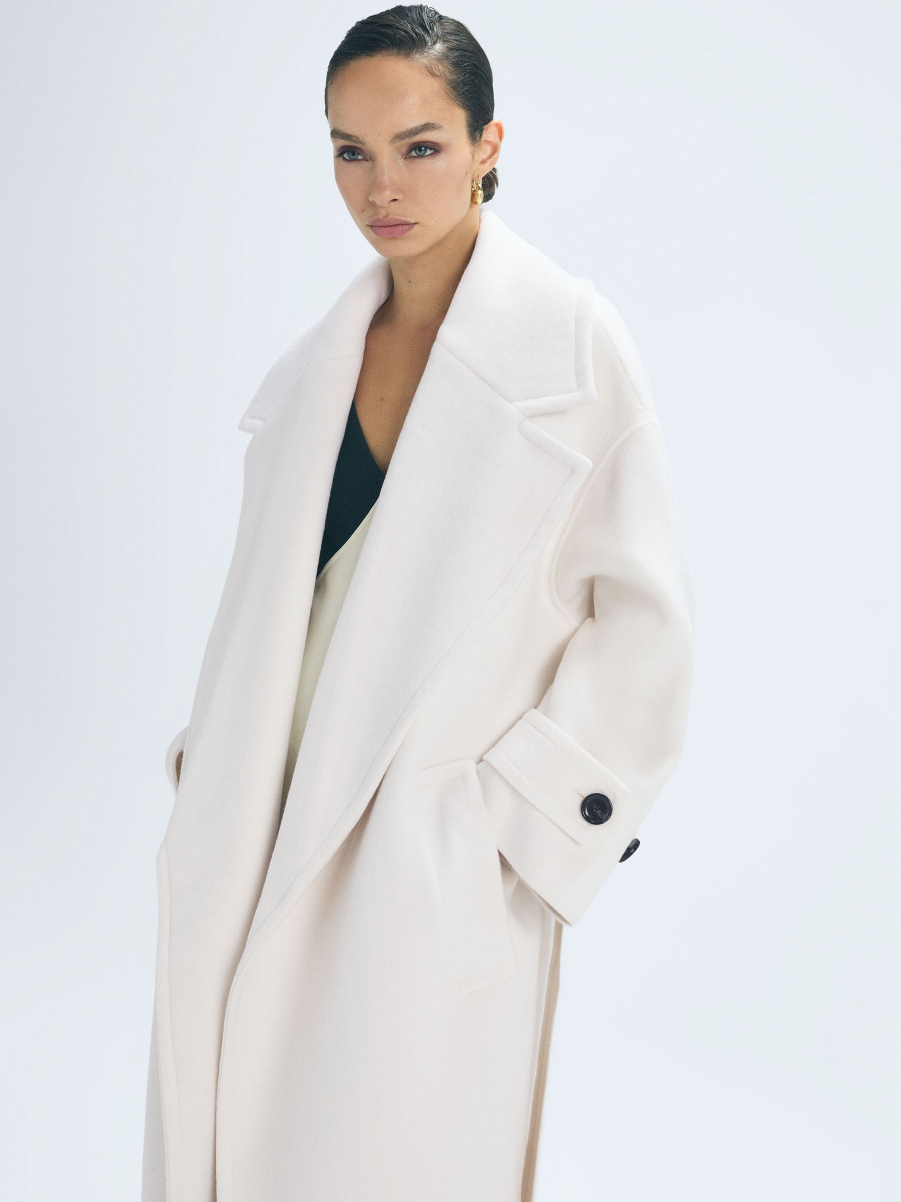 Atelier Wool-Cashmere Blindseam Coat in Cream - Image 1 of 6