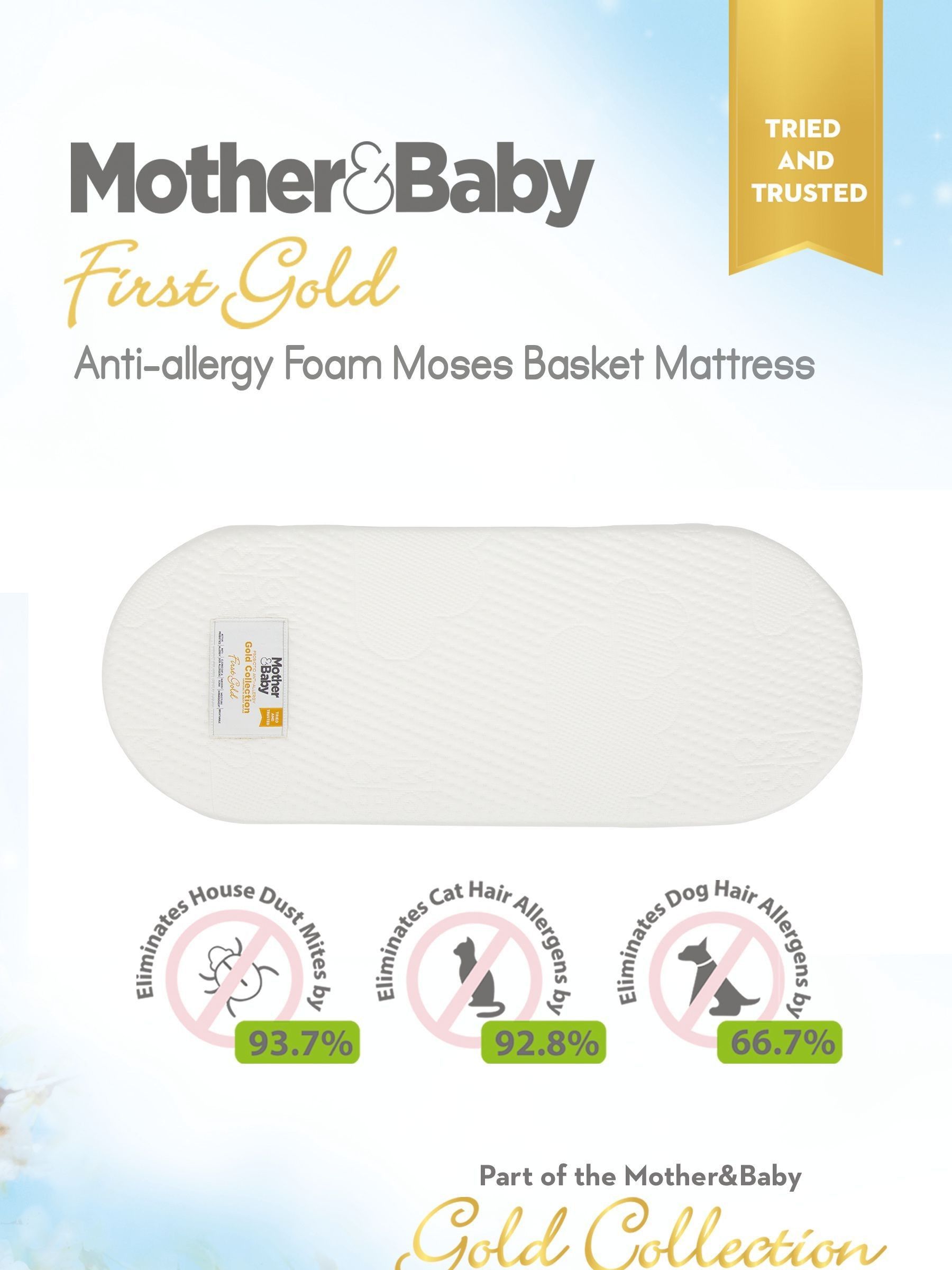 White Mother&Baby Anti Allergy Foam Moses Basket Large Mattress - Image 2 of 6