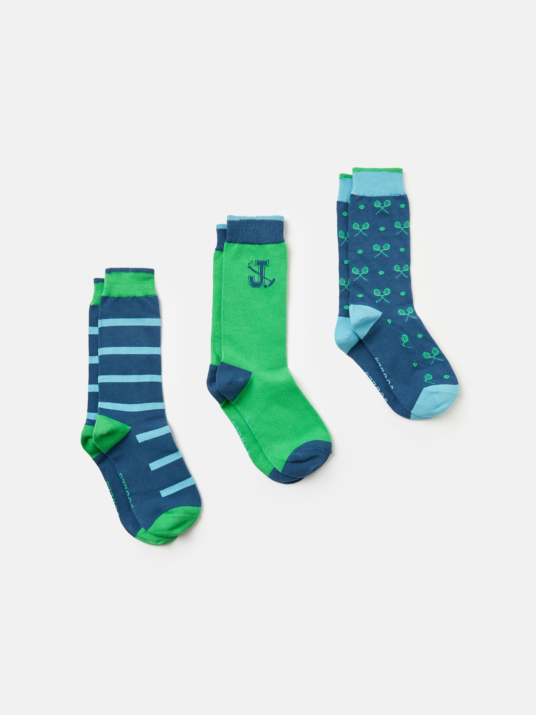 Striking Blue/Green Pack of Three Socks - Image 1 of 3