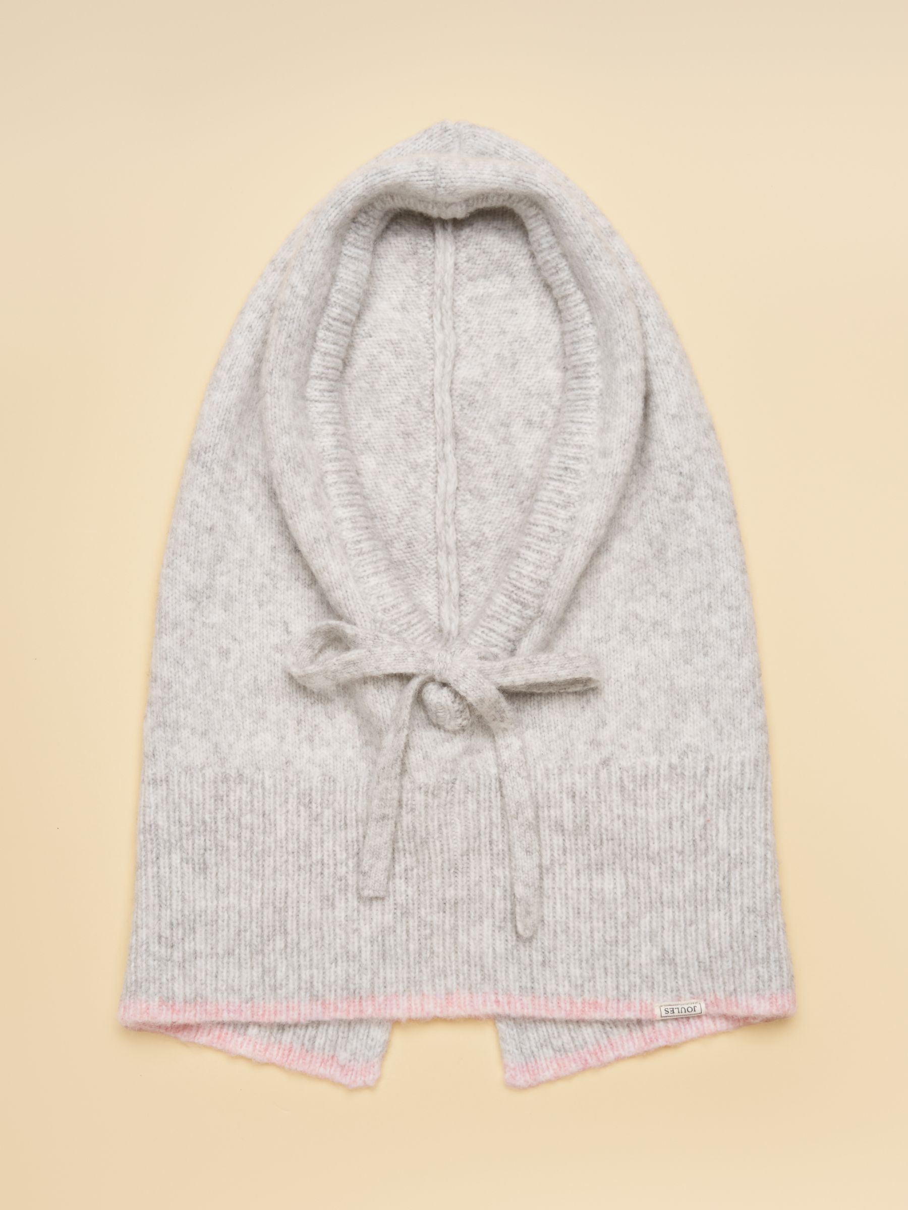 Knitted Grey & Pink Drawstring Hood - Image 3 of 4