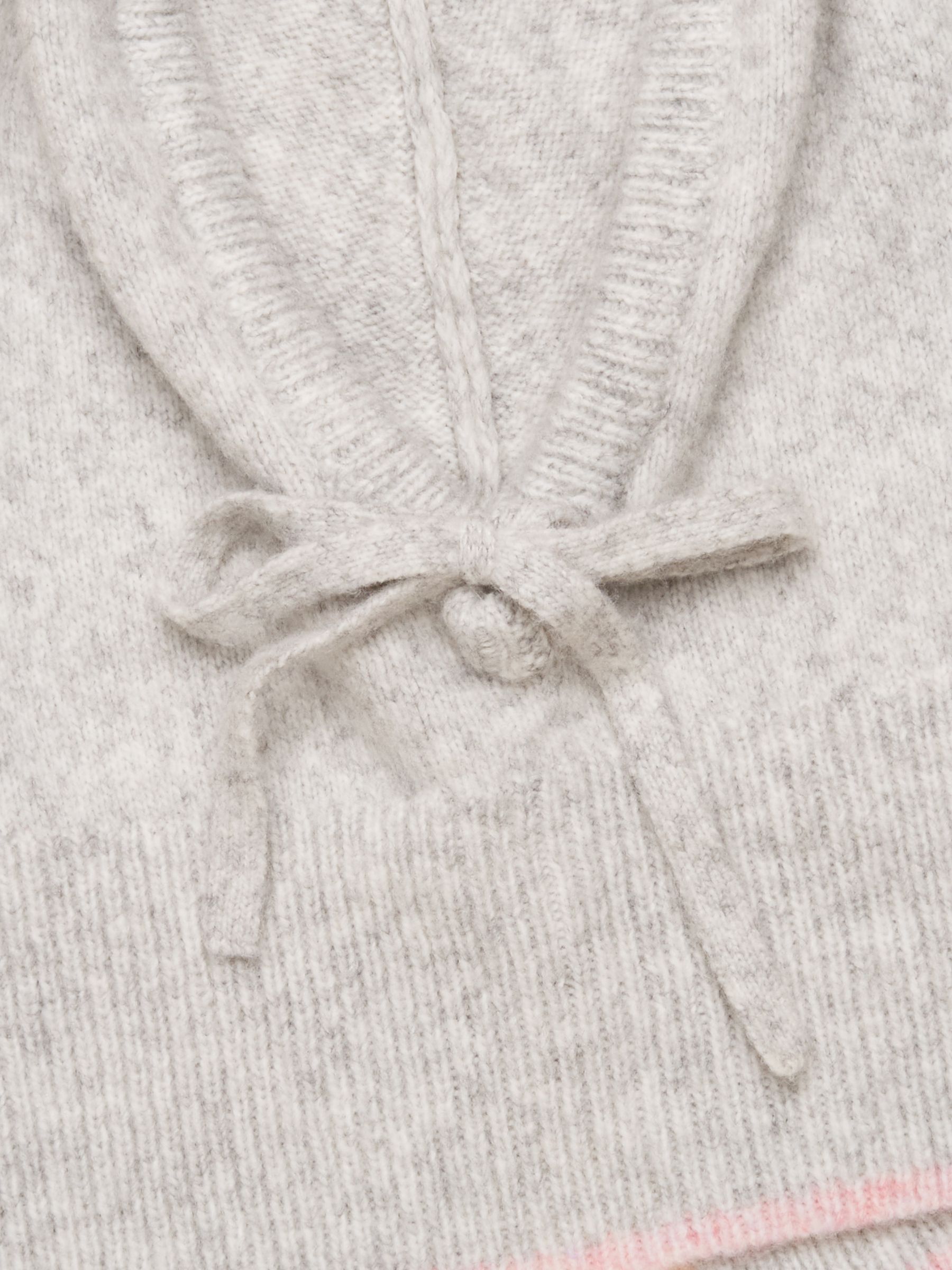 Knitted Grey & Pink Drawstring Hood - Image 4 of 4 Knitted Grey & Pink Drawstring Hood - Image 4 of 4