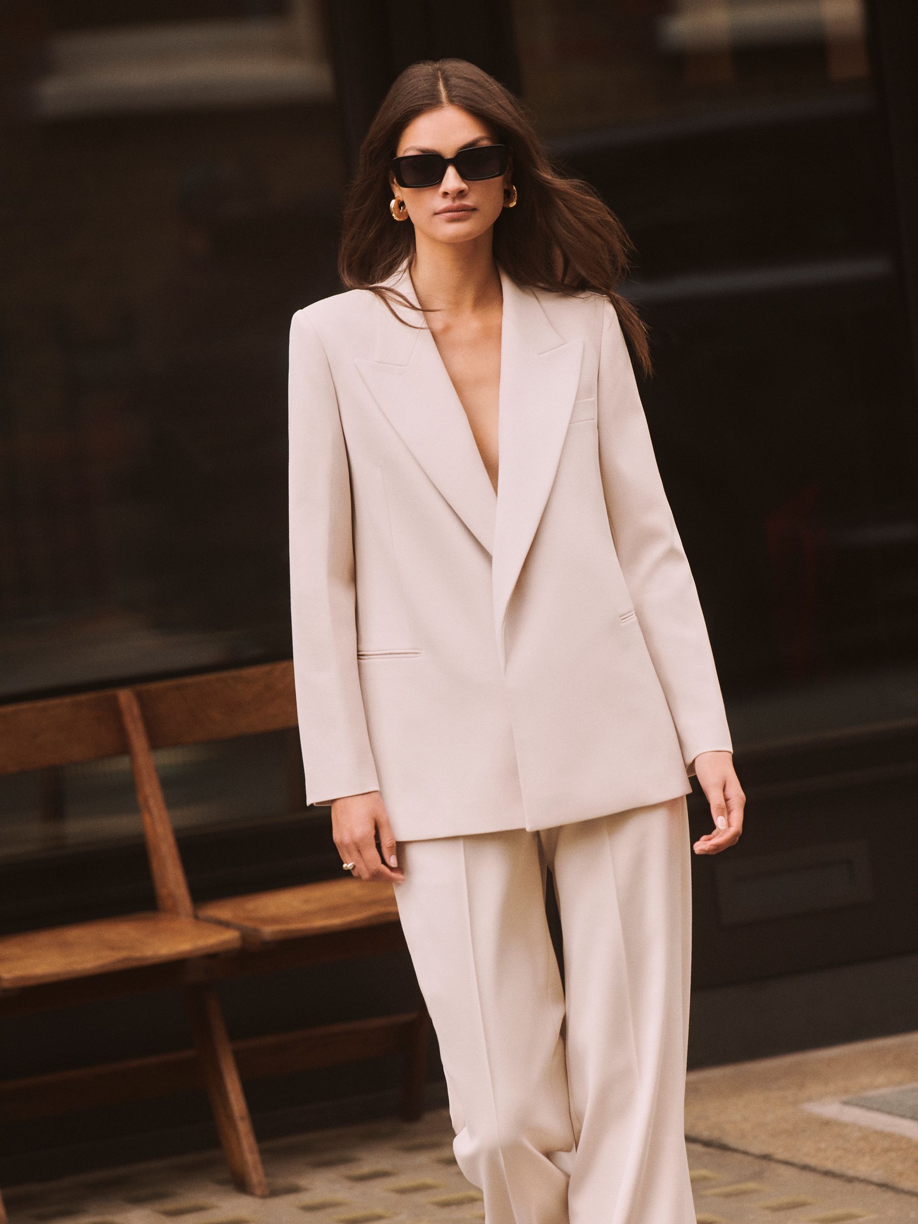 Tailored Fit Single Breasted Suit Blazer in Neutral - Image 1 of 5