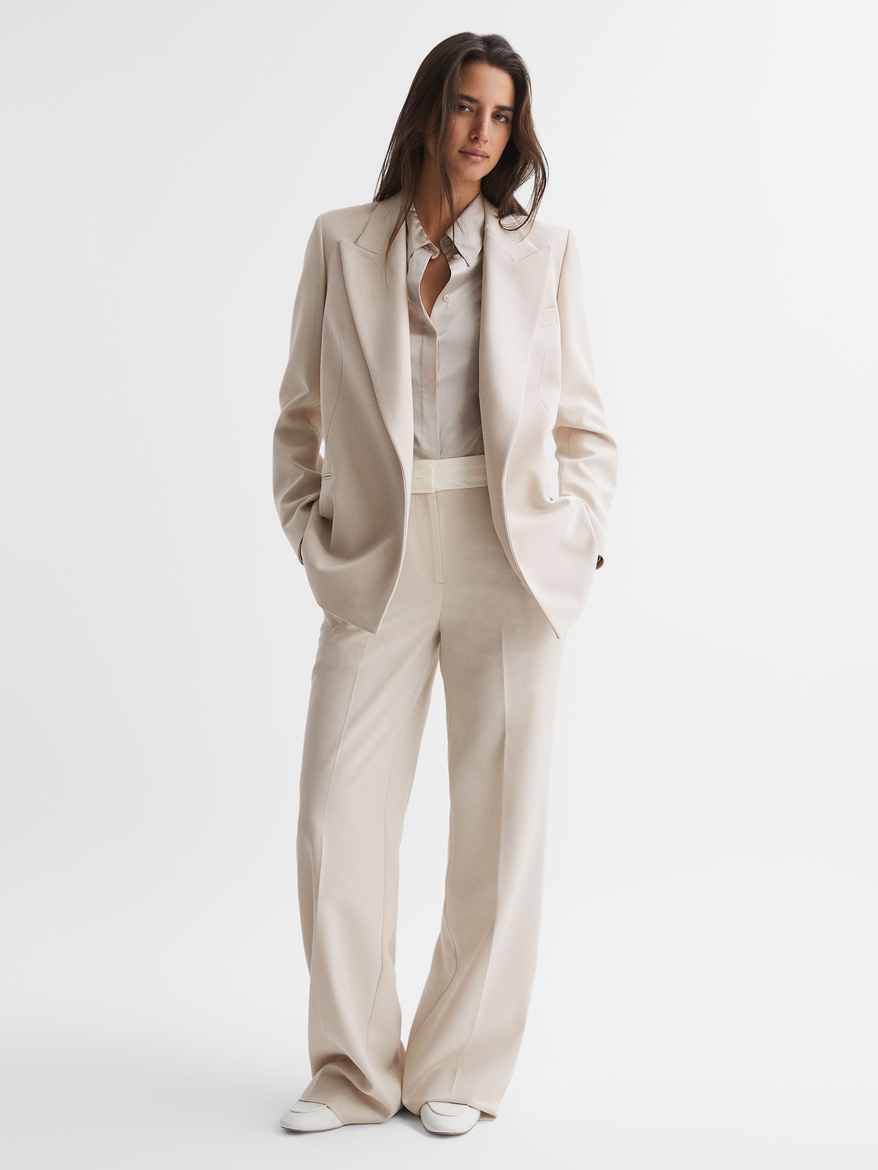 Tailored Fit Single Breasted Suit Blazer in Neutral - Image 3 of 5