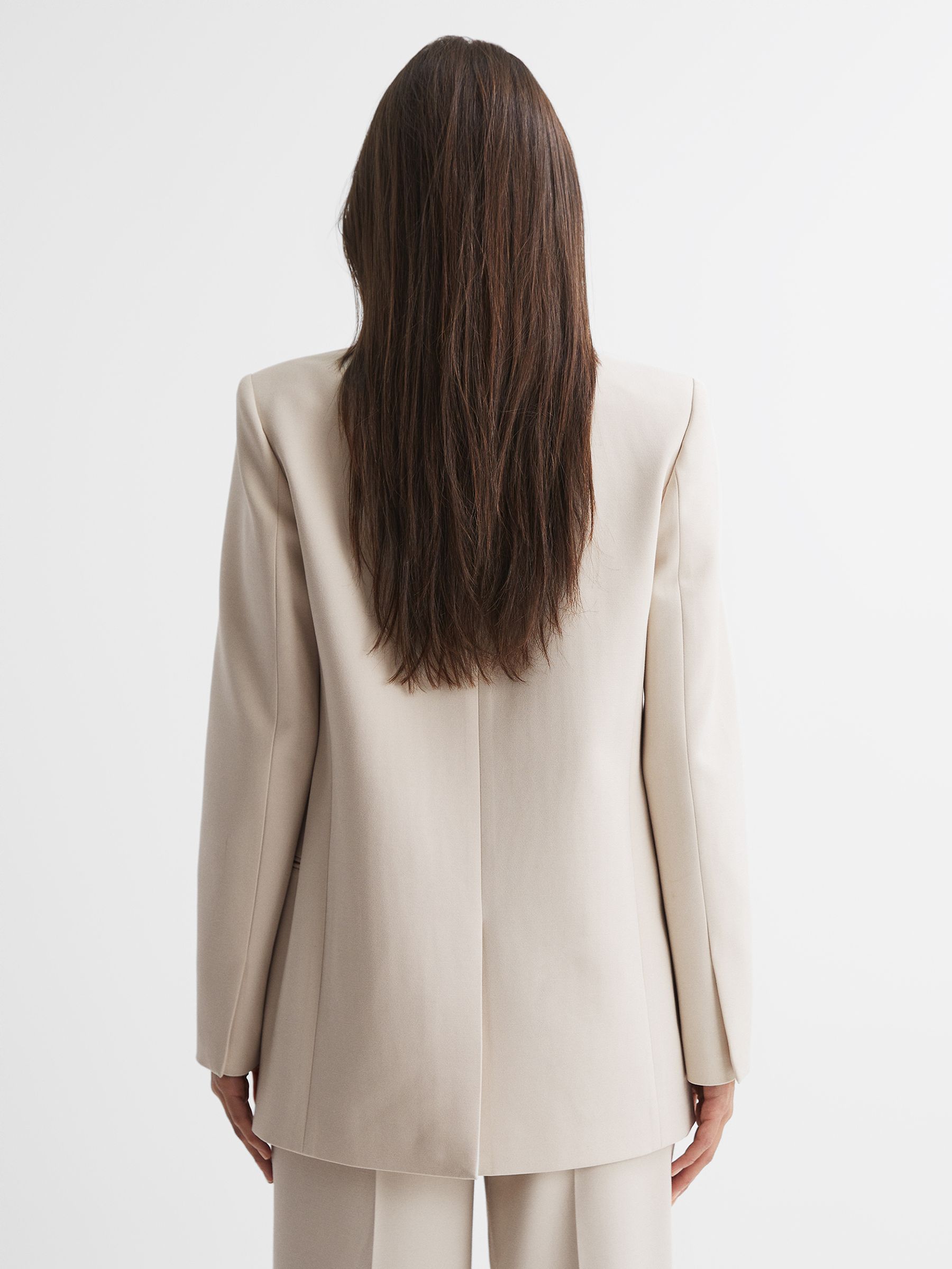 Tailored Fit Single Breasted Suit Blazer in Neutral - Image 4 of 5