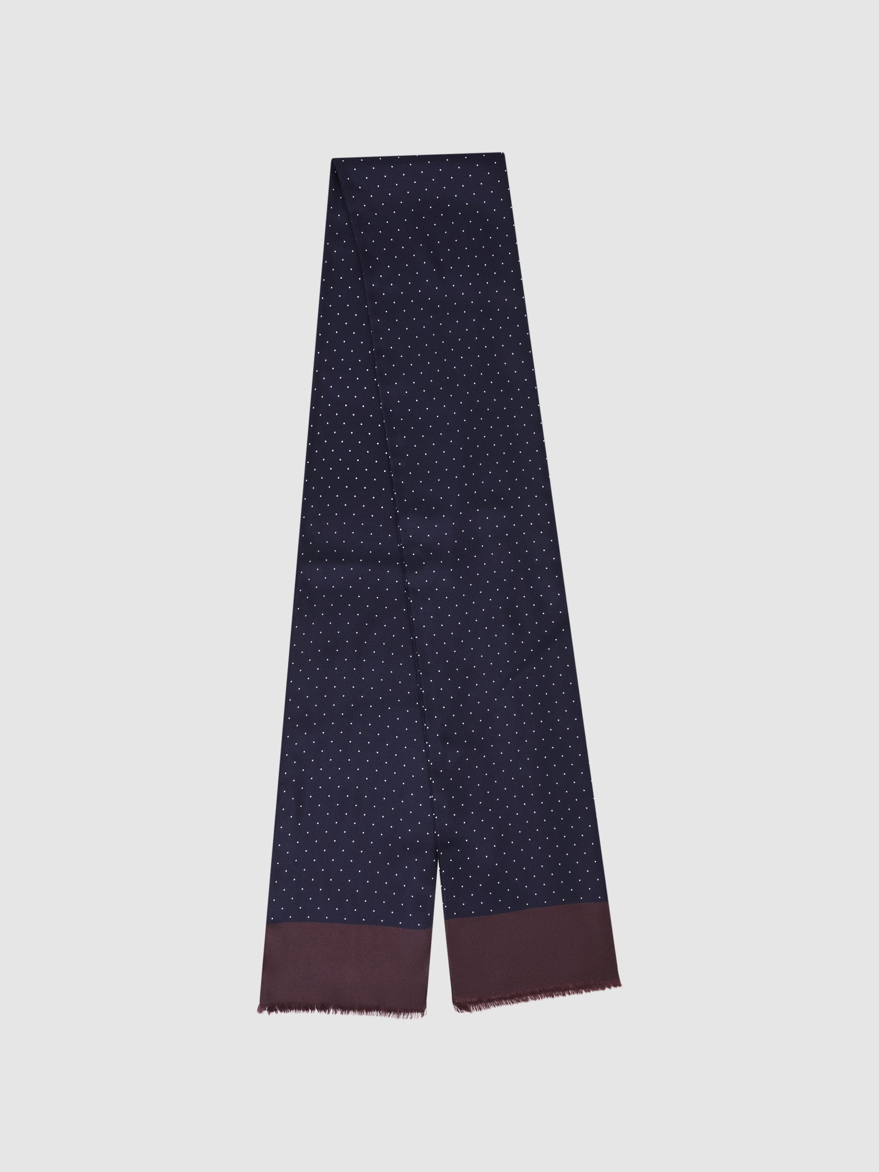 Silk Polka Dot Scarf in Navy - Image 1 of 4