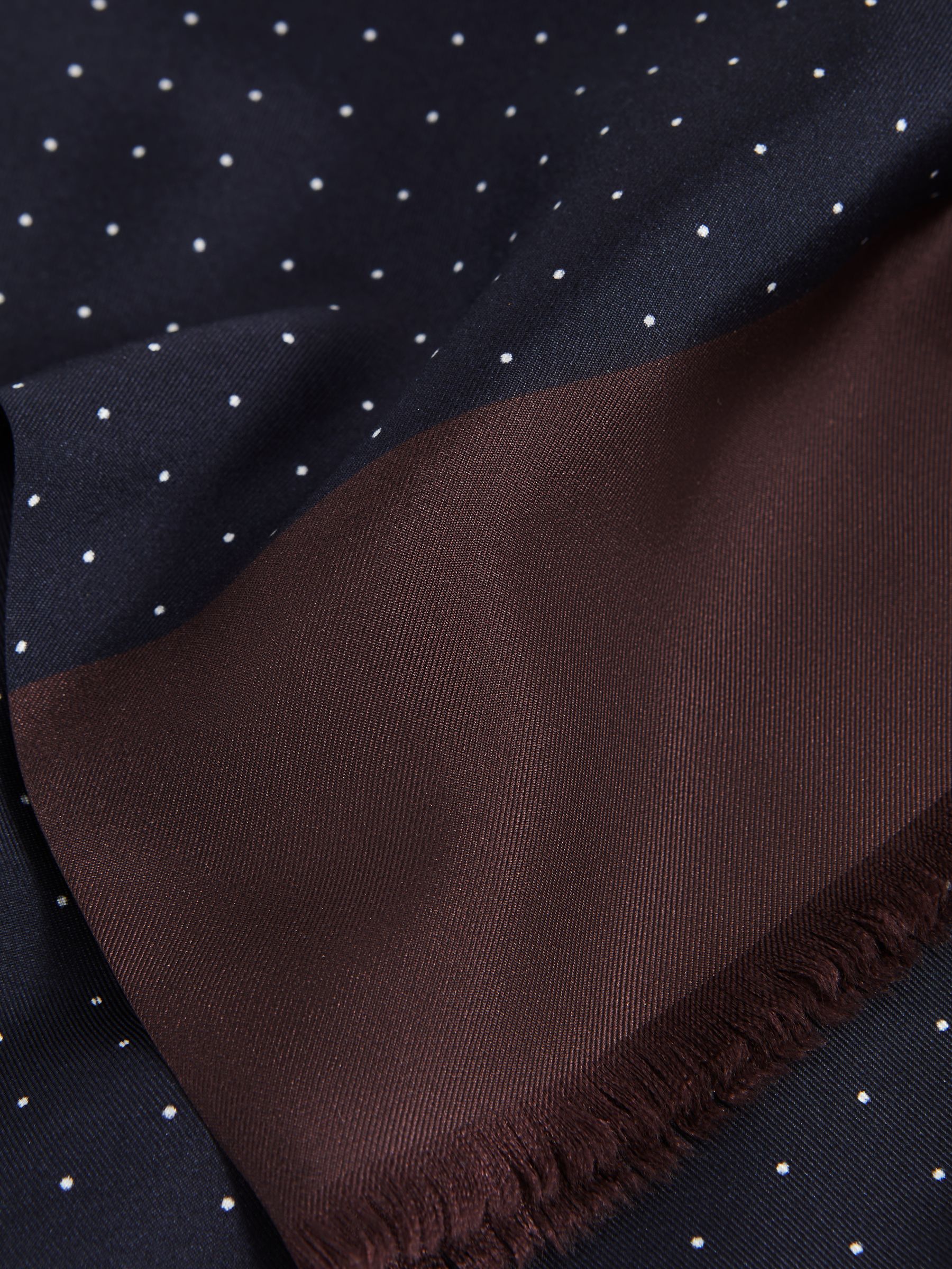 Silk Polka Dot Scarf in Navy - Image 4 of 4