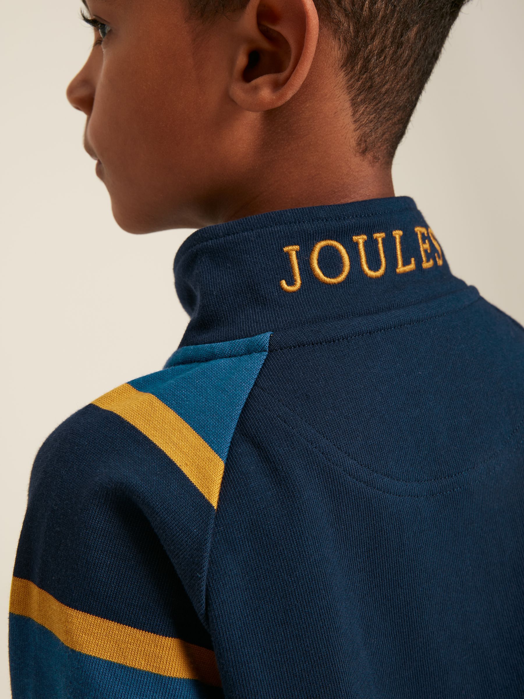Boys' Ellis Navy Blue Quarter Zip Rugby Sweatshirt - Image 5 of 13